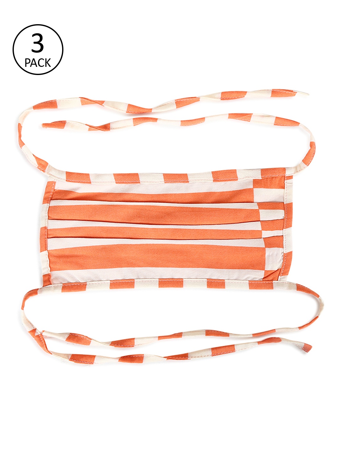 

Tossido Women Orange & White 3 Pcs 2-Ply Reusable Drawstring Reversible Fabric Masks