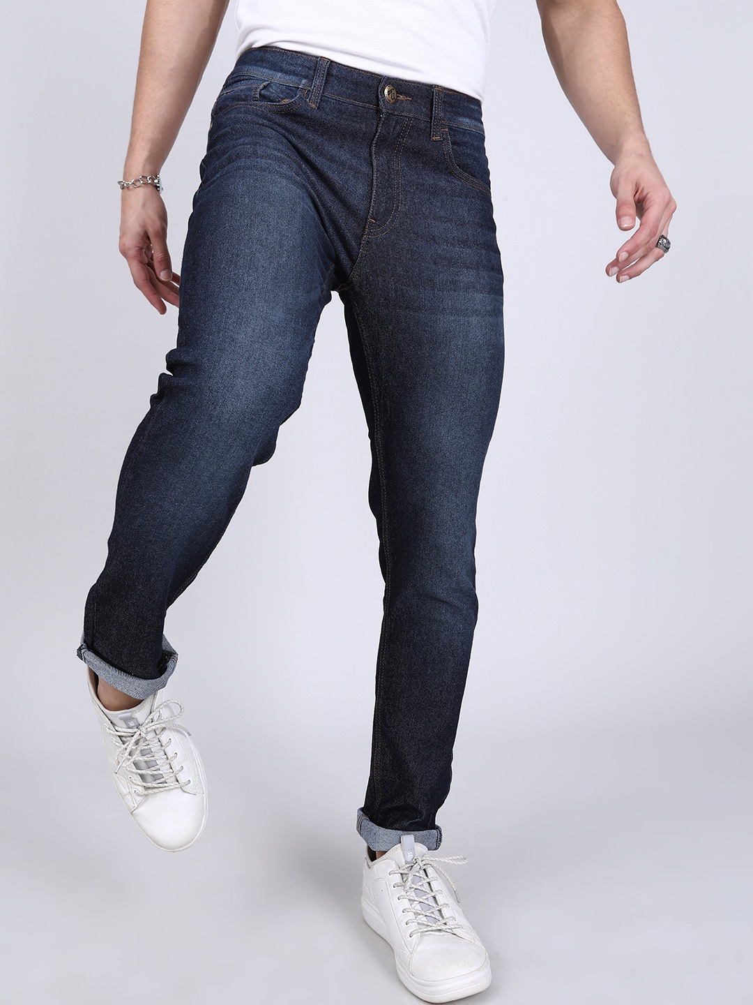 

The Indian Garage Co Men Navy Blue Slim Fit Mid-Rise Clean Look Jeans