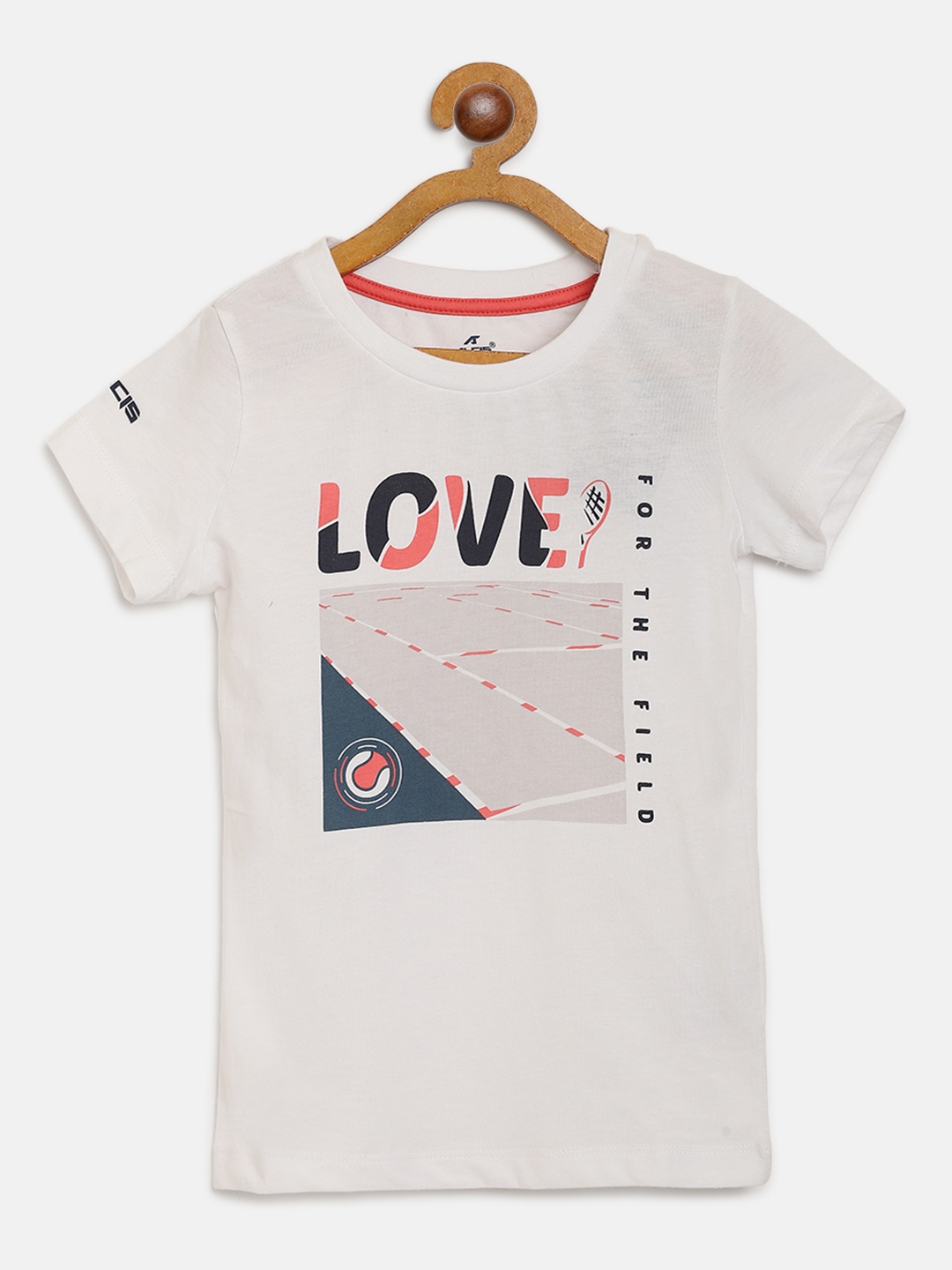 

Alcis Girls Off White & Coral Pink Typography Print Slim Fit Badminton T-shirt