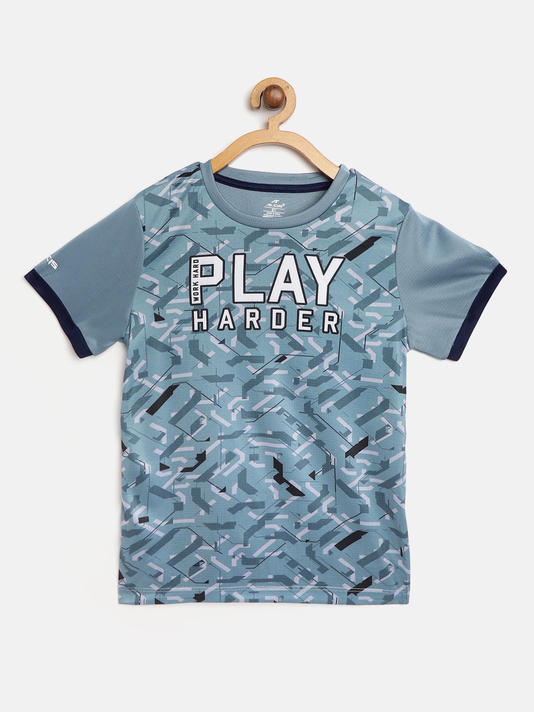 

Alcis Boys Grey Printed Round Neck Training T-shirt
