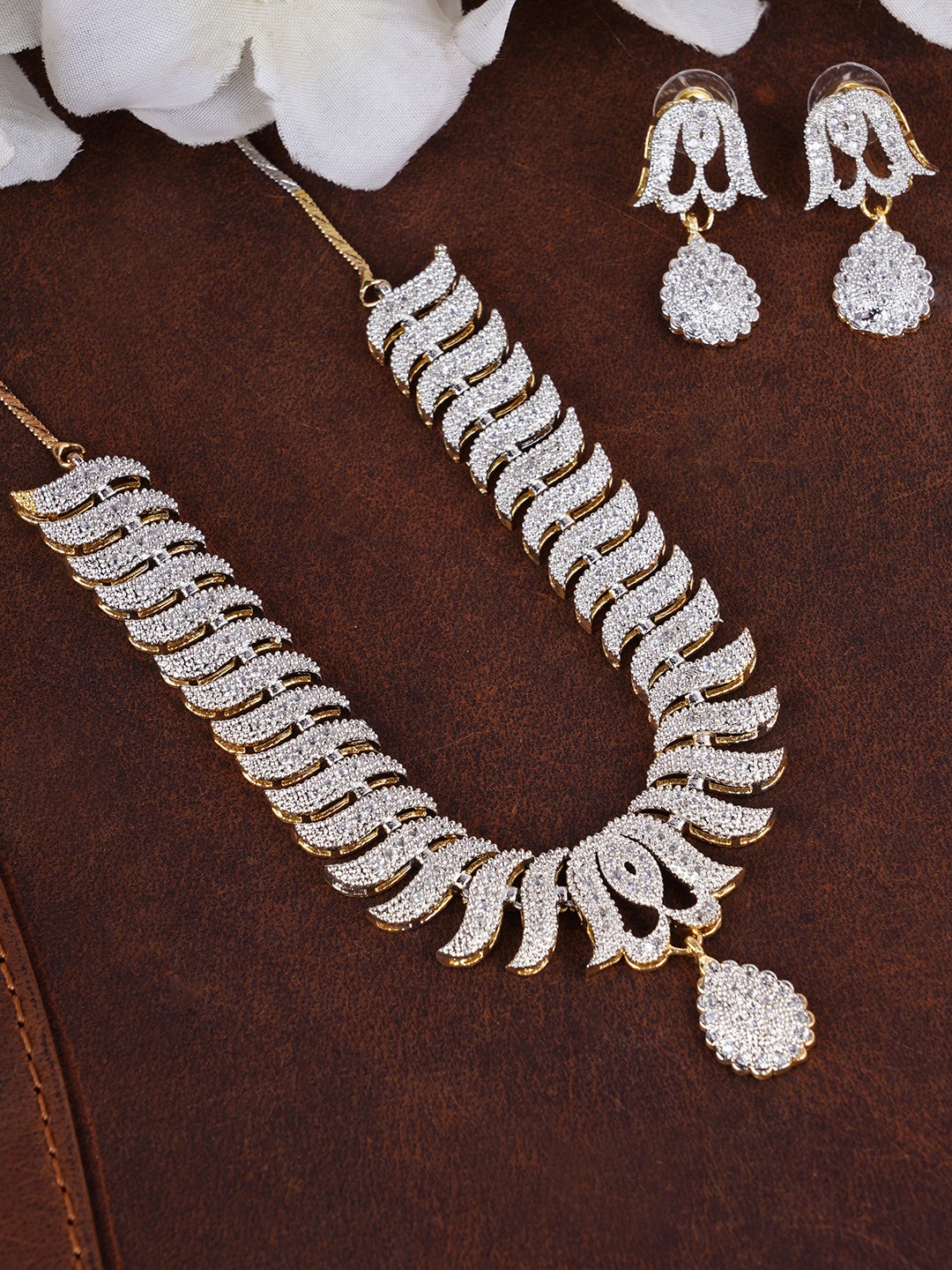 

FIROZA Gold-Toned AD-Studded Jewellery Set
