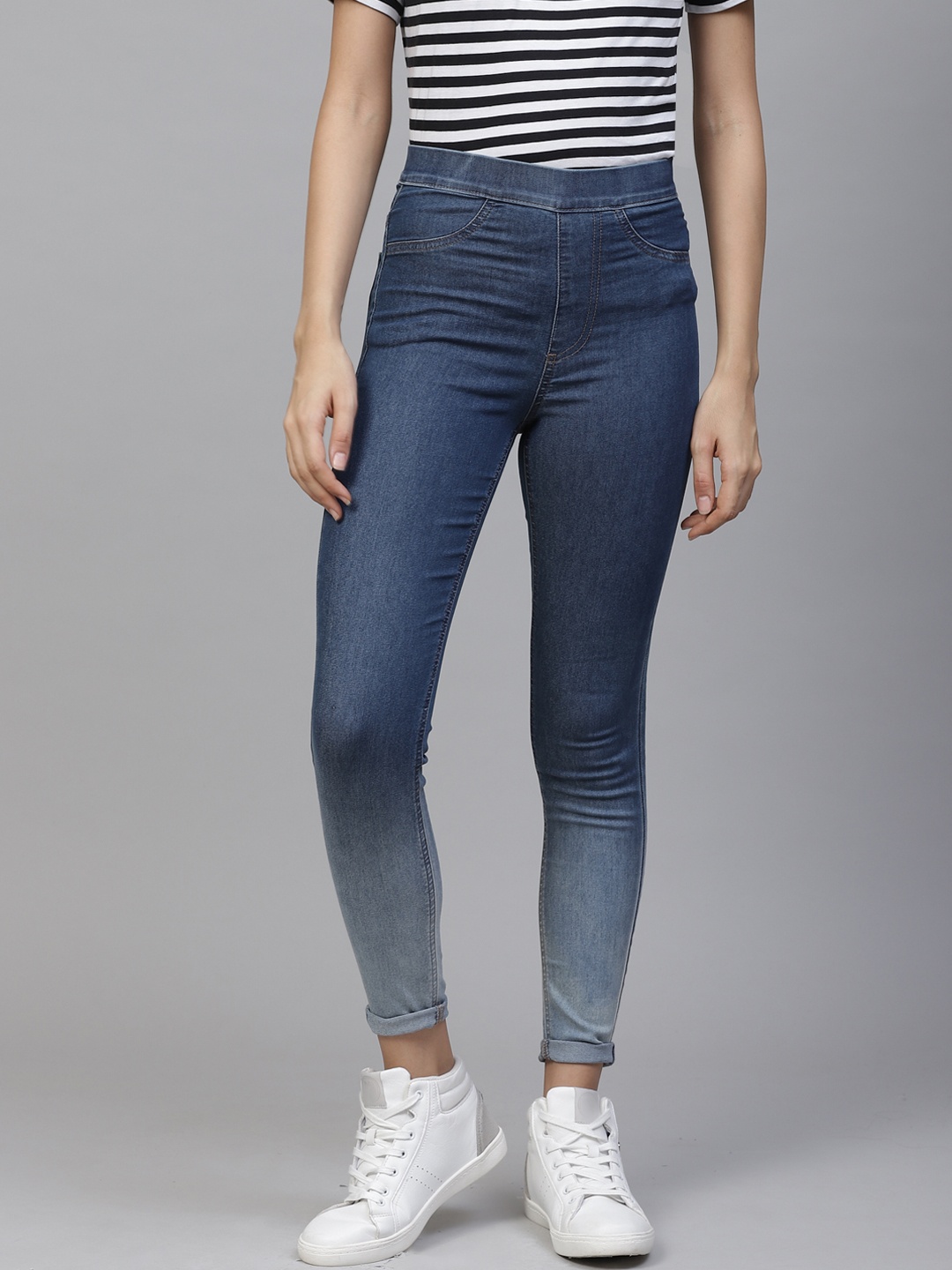

Marks & Spencer Women Blue Ombre Washed Skinny Fit Jeggings