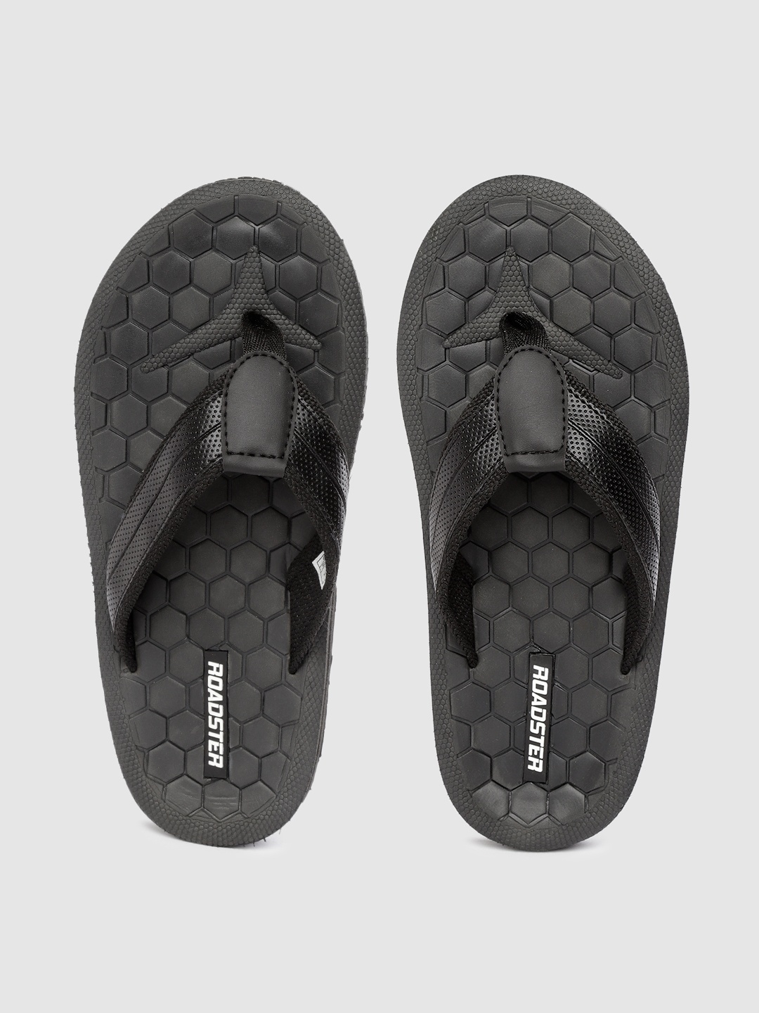 

Roadster Men Black Textured Thong Flip-Flops