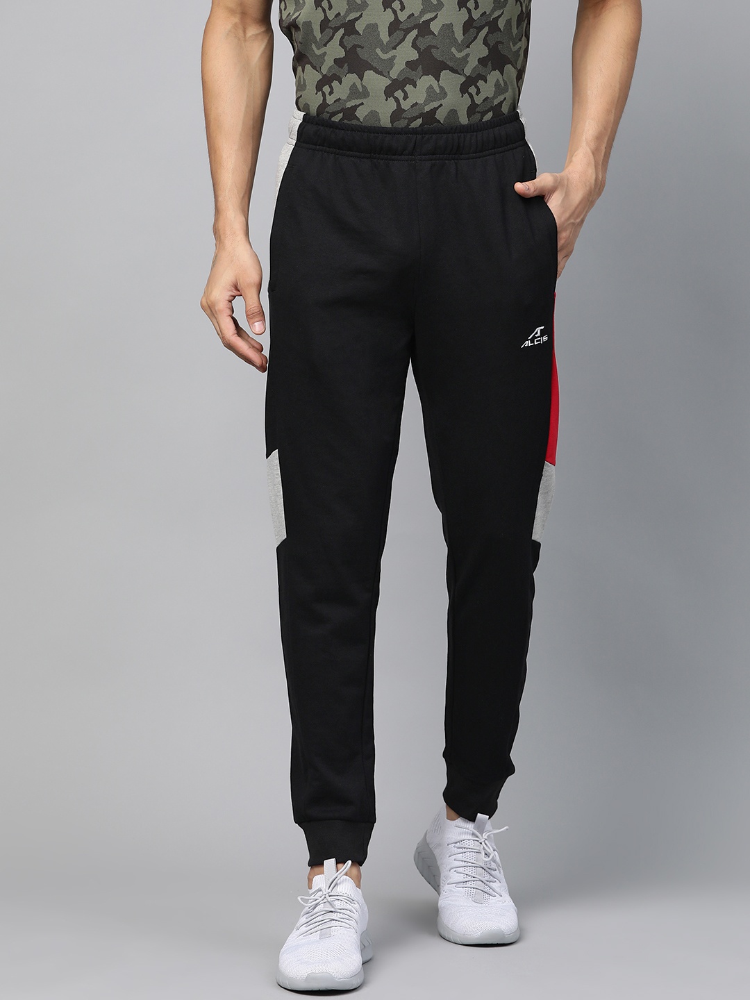 

Alcis Men Black & Grey Colourblocked Track Pants