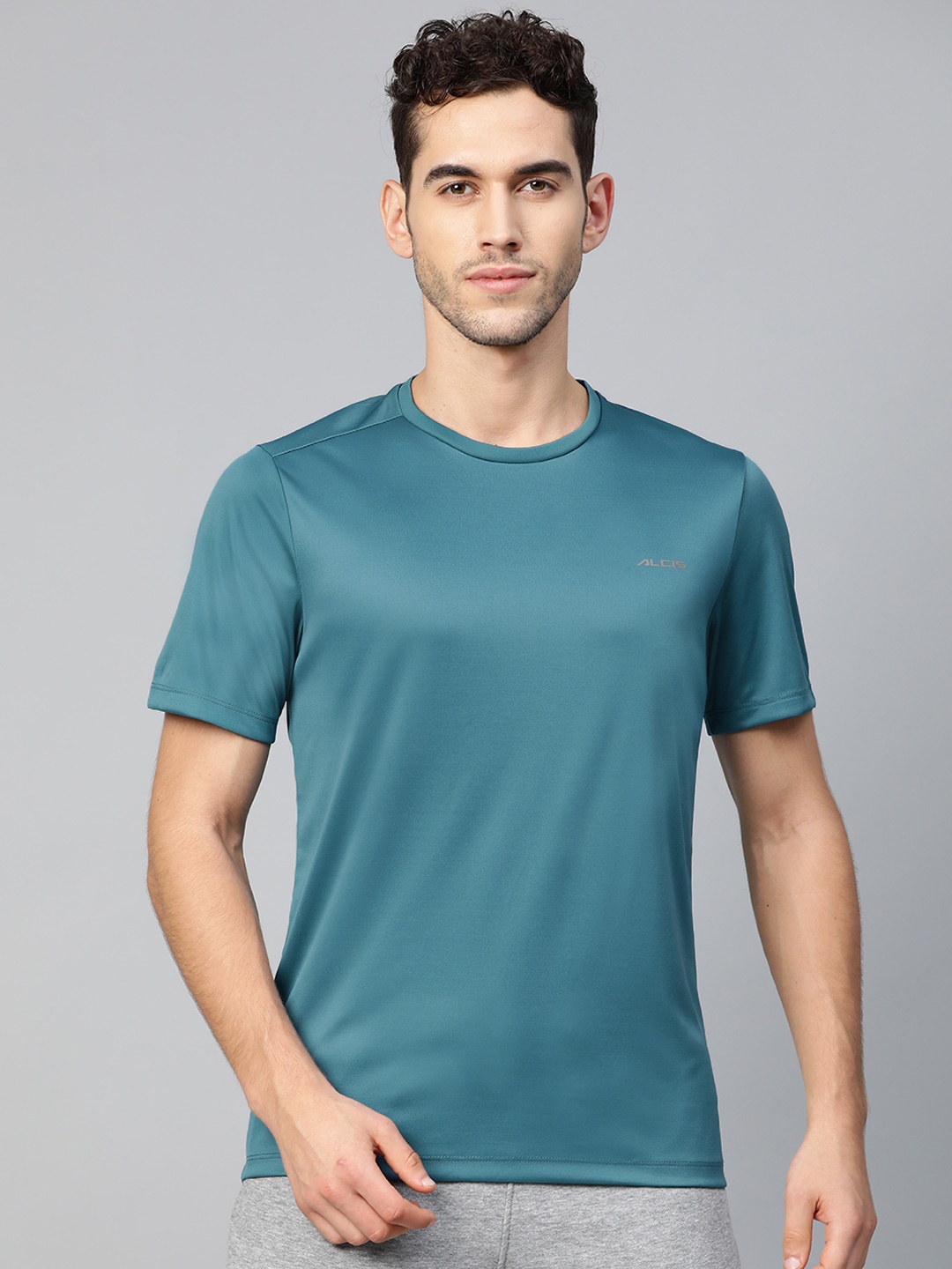 

Alcis Men Teal Blue Anti-Viral Round Neck Training T-shirt