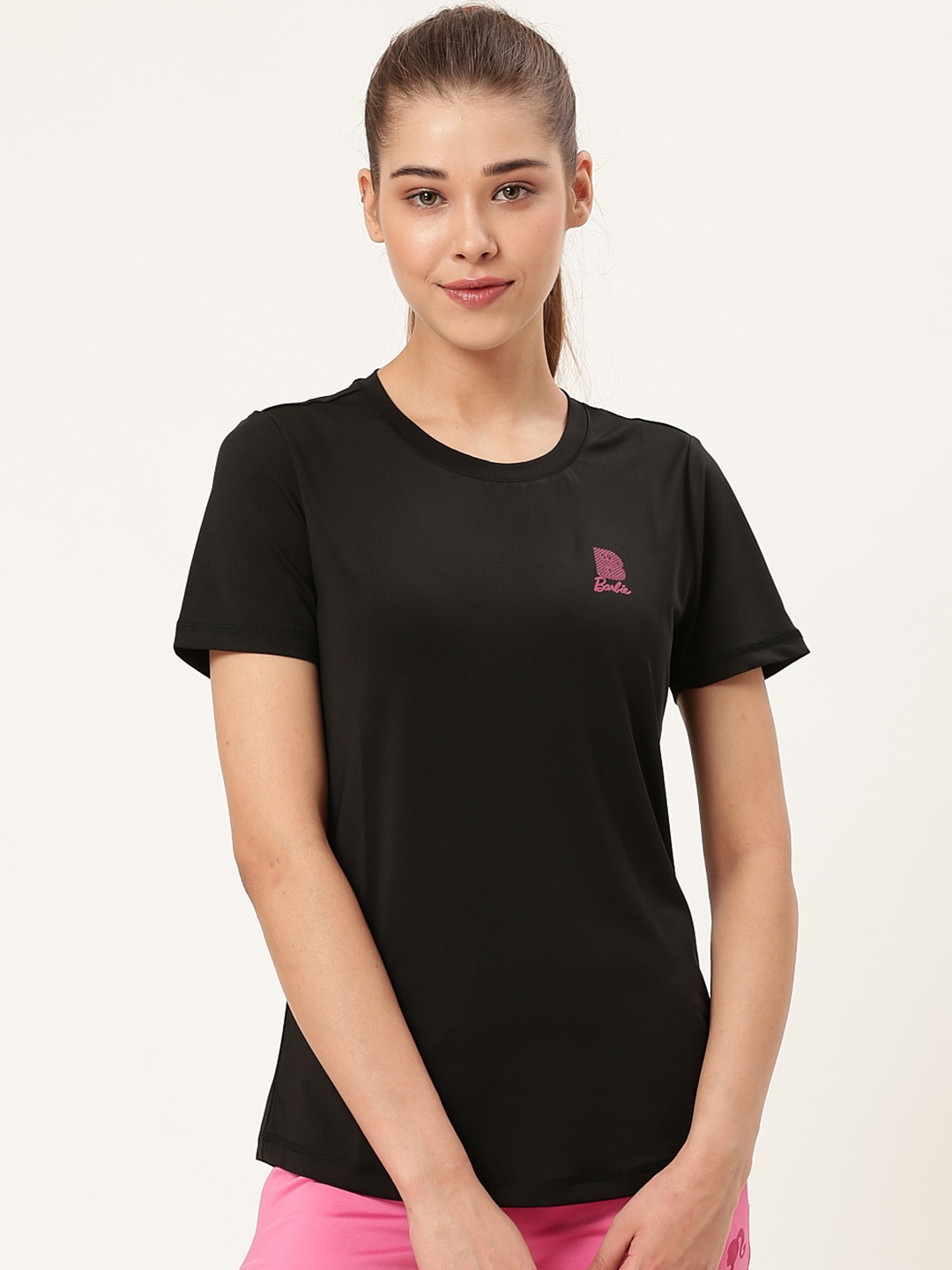 

toothless Women Black Solid Round Neck T-shirt