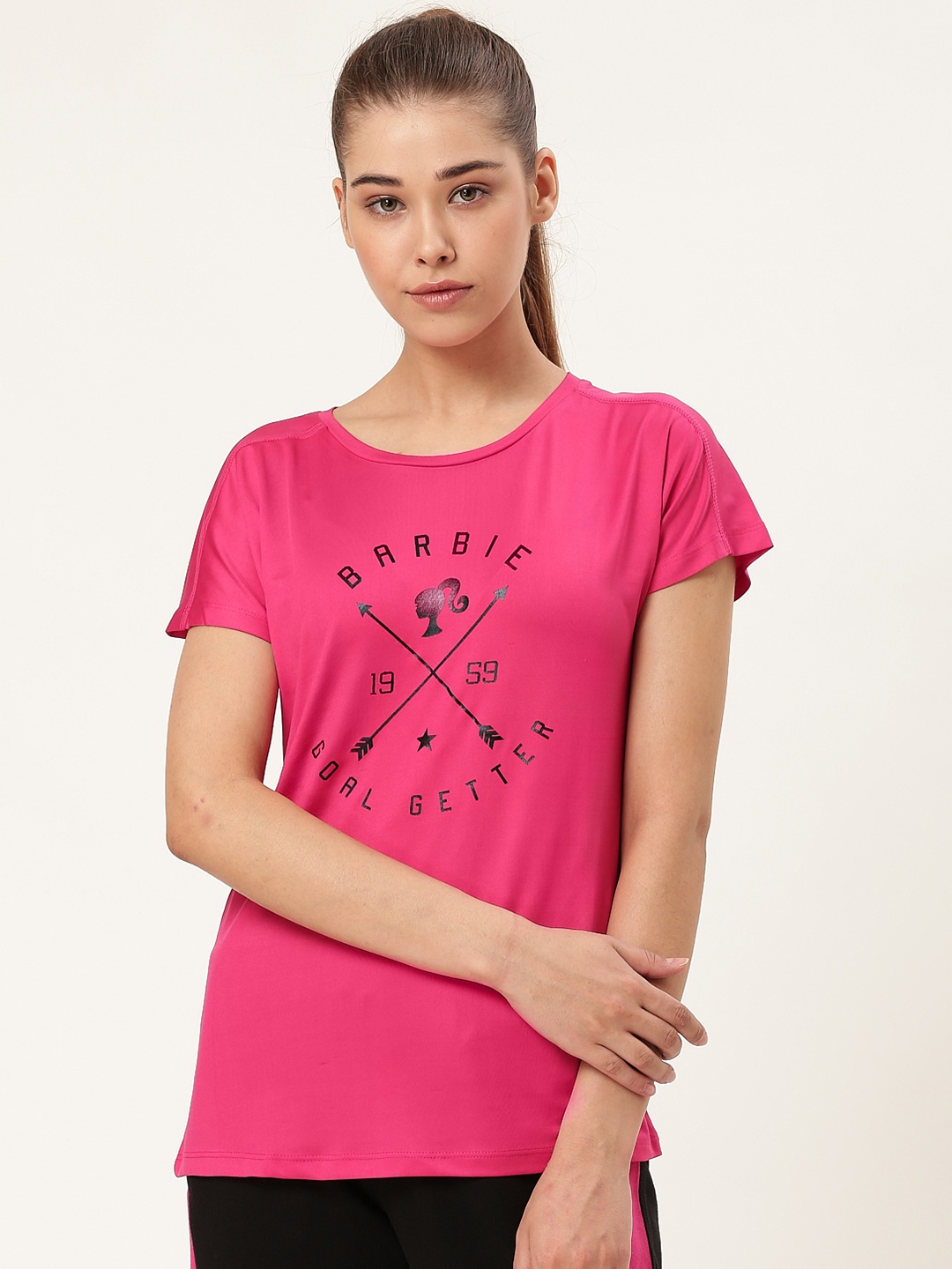 

toothless Women Pink Printed Round Neck T-Shirt