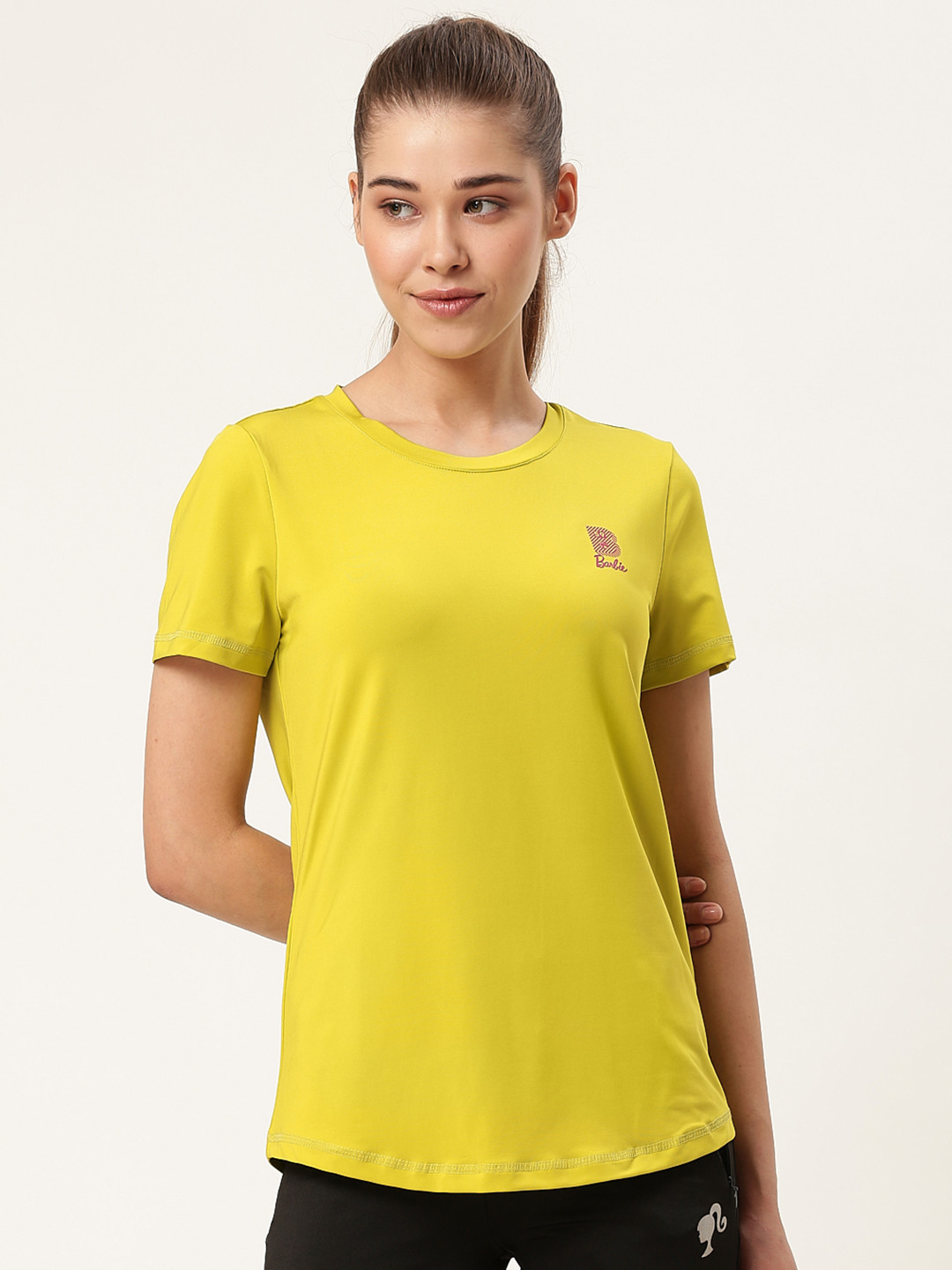 

toothless Women Lime Green Solid Round Neck T-shirt