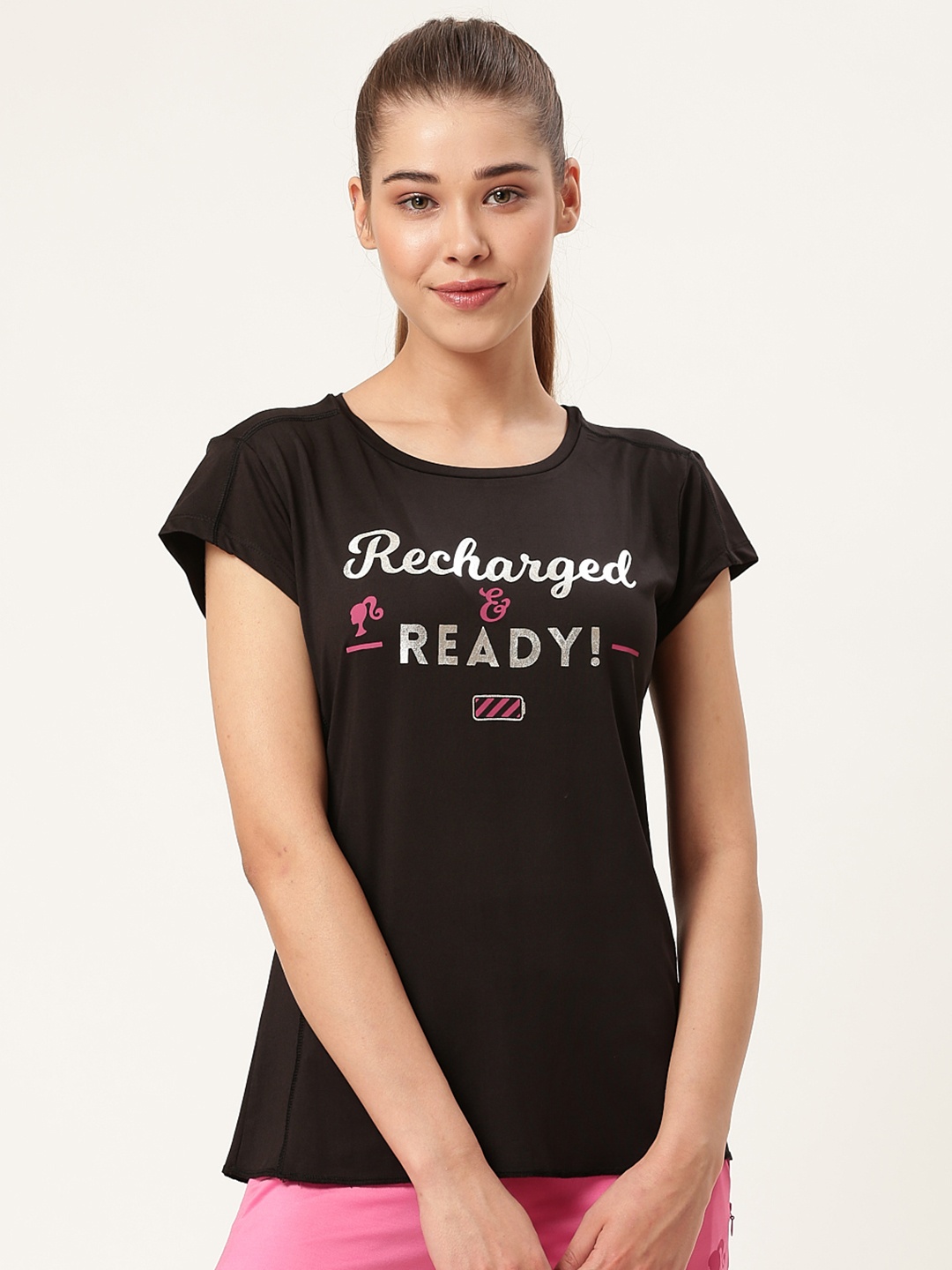 

toothless Women Black Printed Round Neck T-shirt