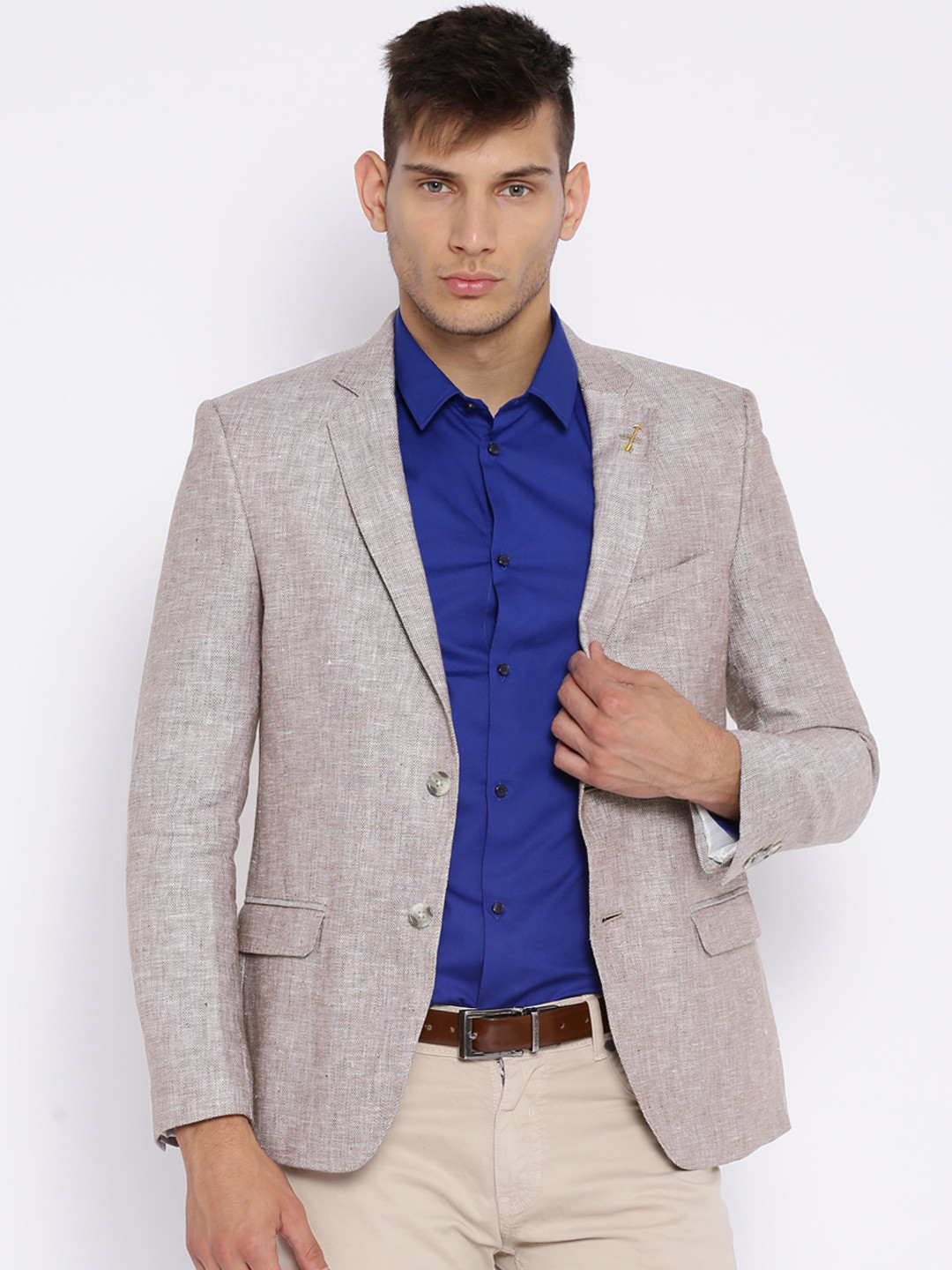 

Arrow Men Brown Body Tailored Fit Single-Breasted Linen Formal Blazer