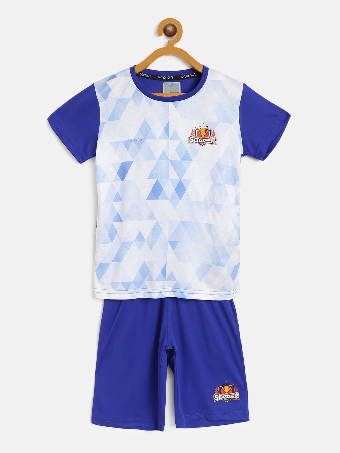 

Sweet Dreams Boys White & Blue Printed T-shirt with Shorts