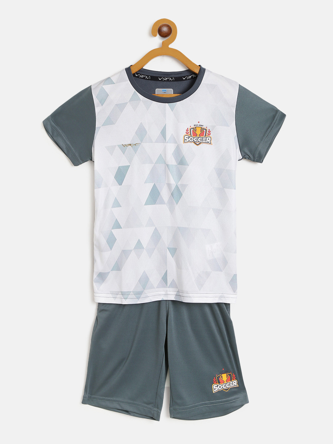 

Sweet Dreams Boys White & Green Printed T-shirt with Shorts