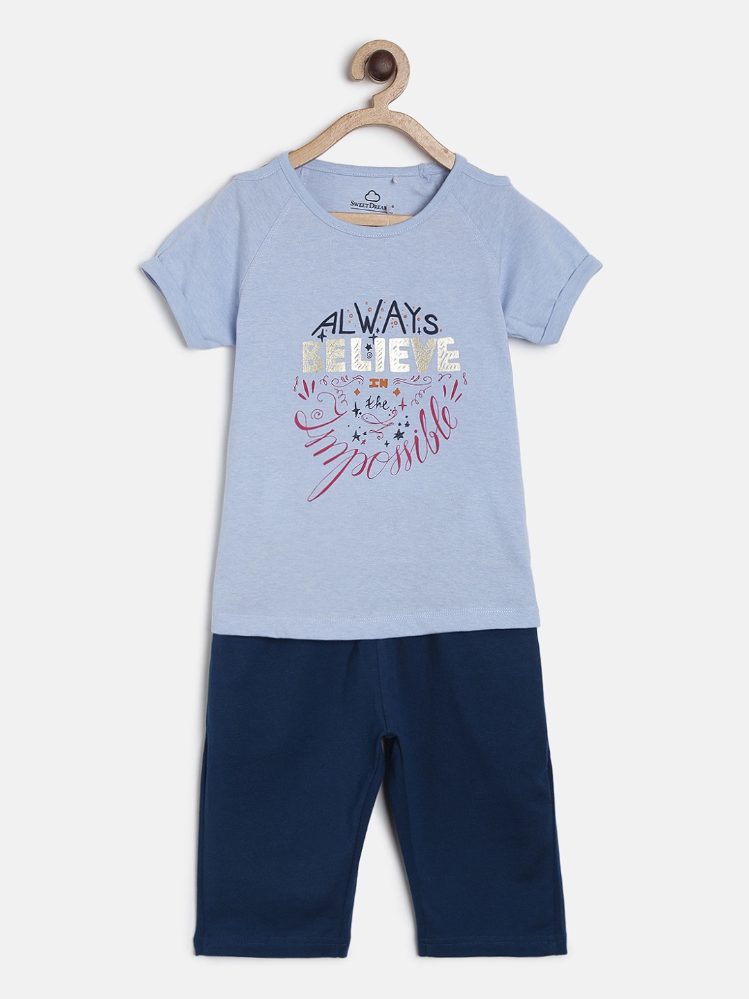 

Sweet Dreams Girls Blue Printed Night suit