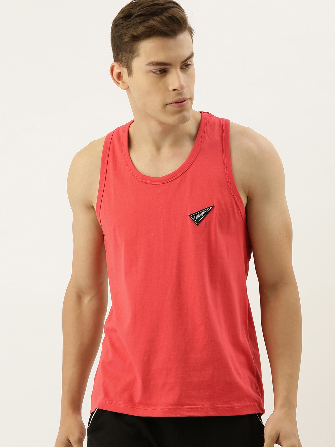 

DILLINGER Men Red Solid Round Neck Pure Cotton T-shirt