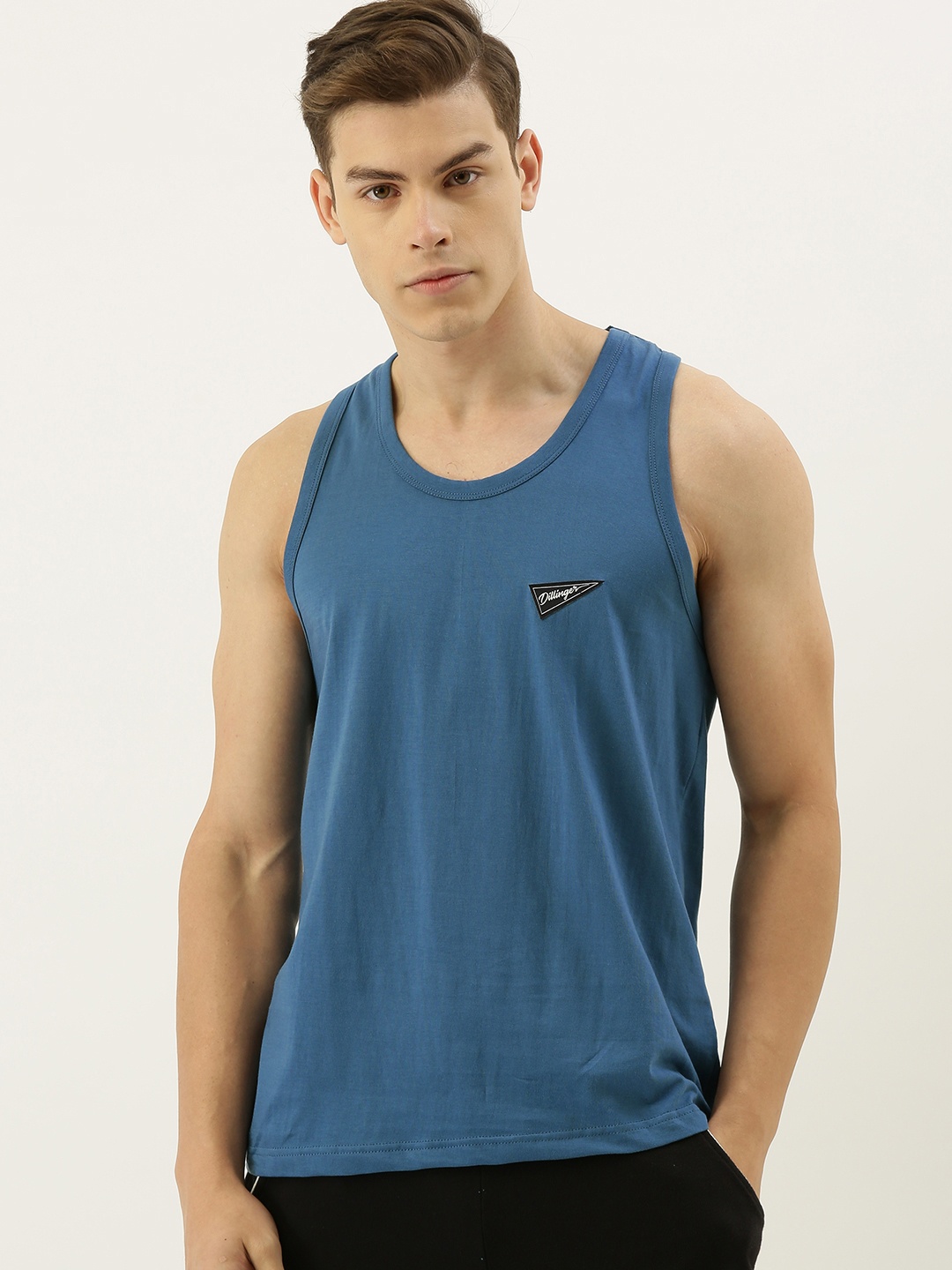 

DILLINGER Men Blue Solid Round Neck Pure Cotton T-shirt