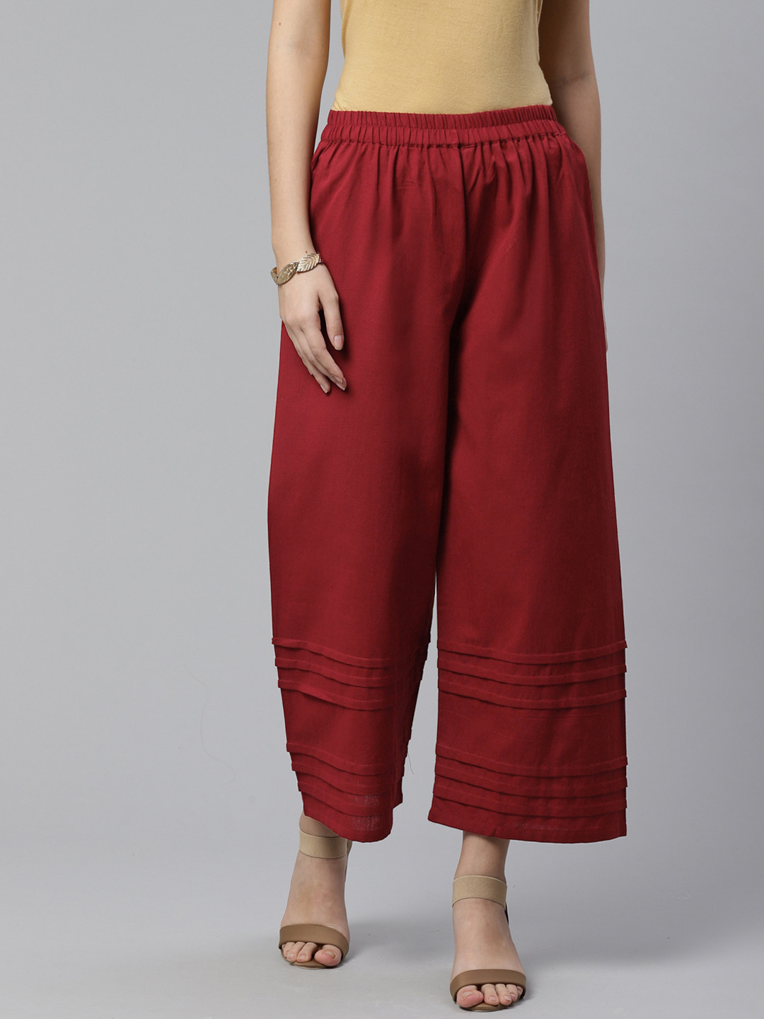 

Libas Women Maroon Wide Leg Fit Solid Palazzos