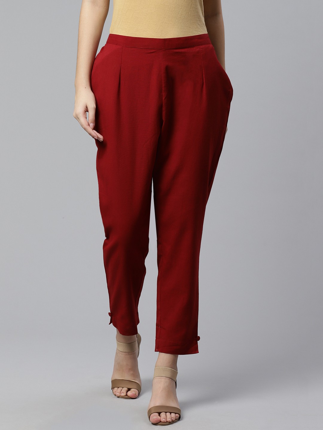 

Libas Women Maroon Regular Fit Solid Regular Trousers