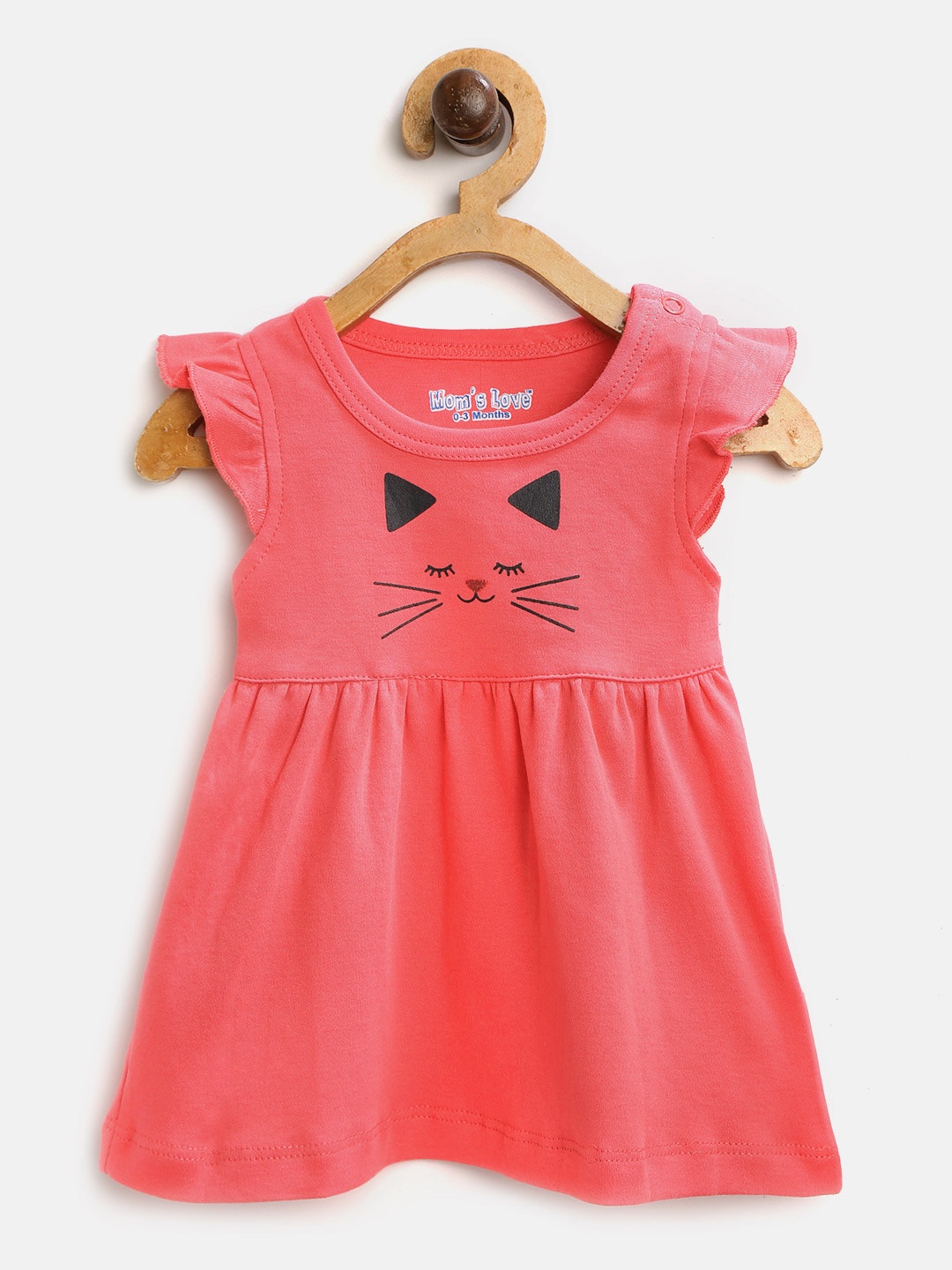 

Moms Love Girls Coral Pink Solid A-Line Dress