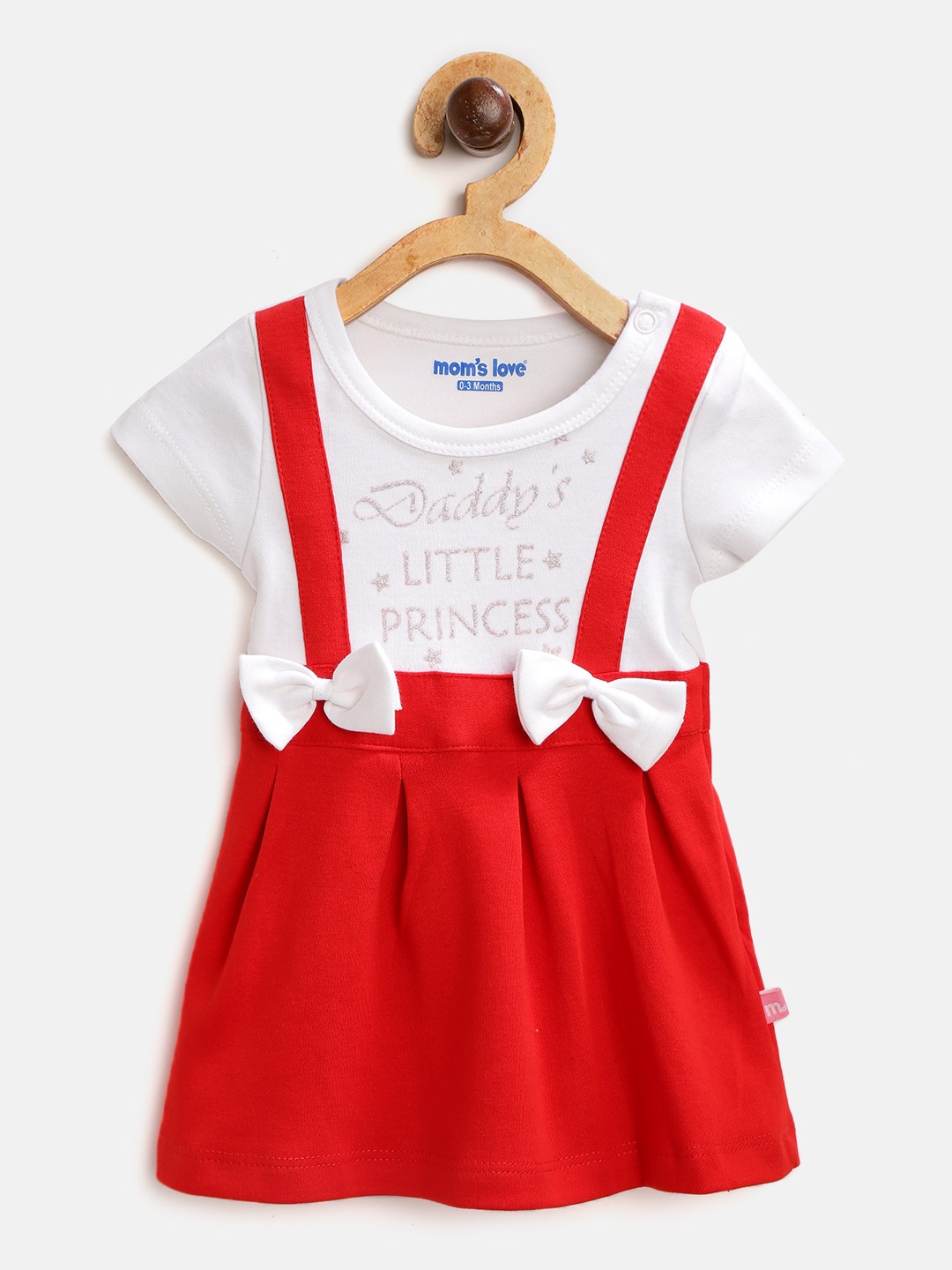 

Moms Love Girls Red & White Colourblocked A-Line Dress