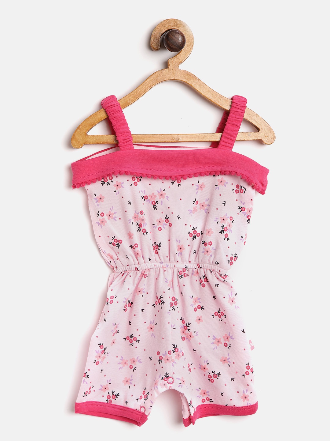 

Moms Love Girls Pink Floral Printed Playsuit
