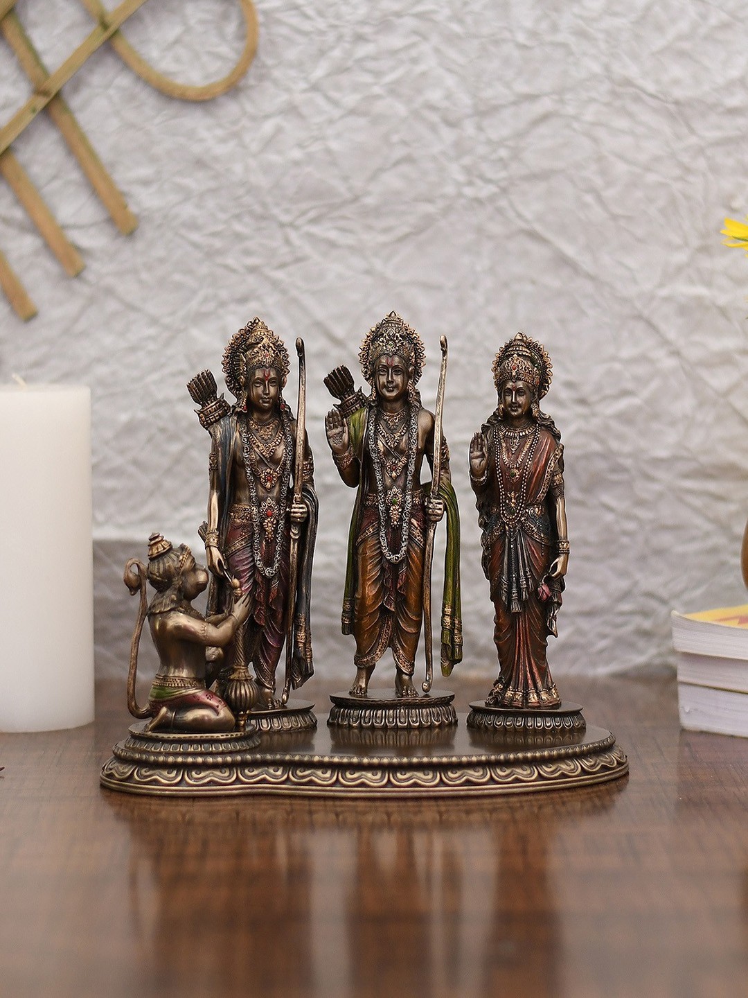 

CraftVatika Bronze-Toned Handmade Lord Ram Darbar Statue Idols Showpiece
