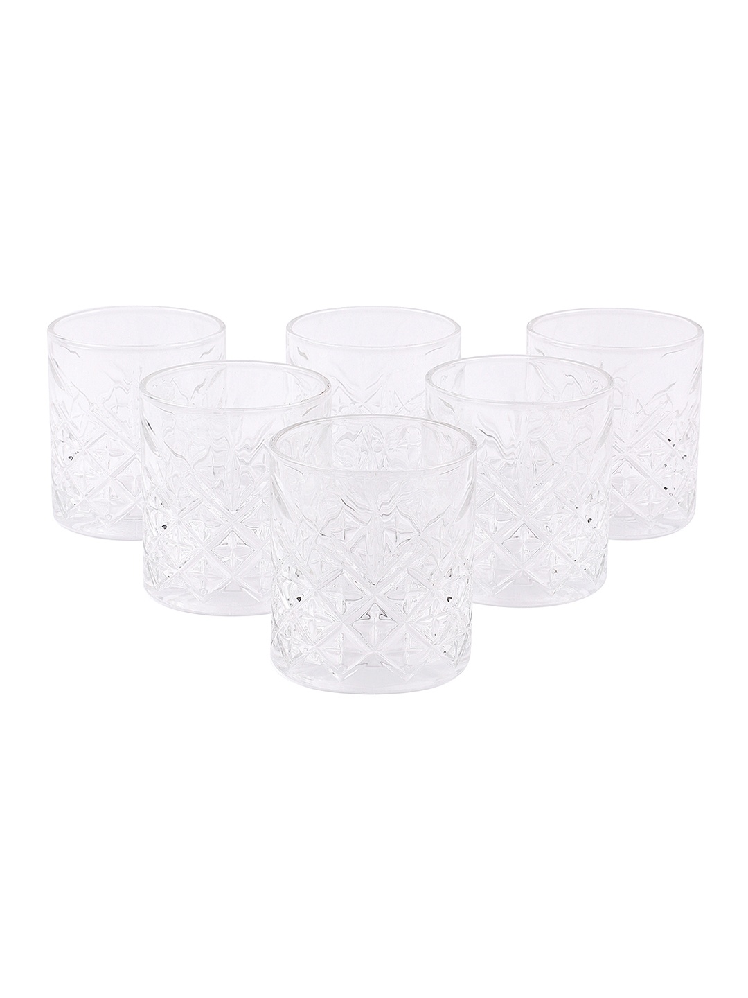 

ceradeco Set Of 6 Transparent Textured Kingston Shaped Whiskey Glasses