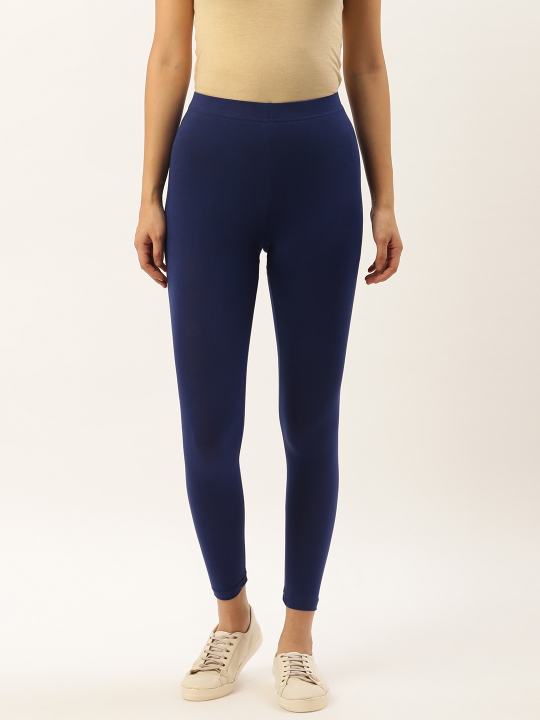 

Leading Lady Women Navy Blue Solid Ankle-Length Leggings
