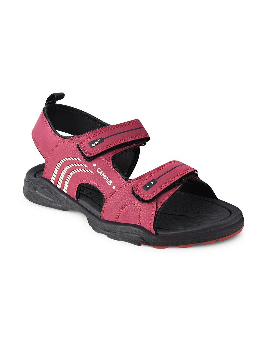 

Campus Men Red & Black Solid Sports Sandals