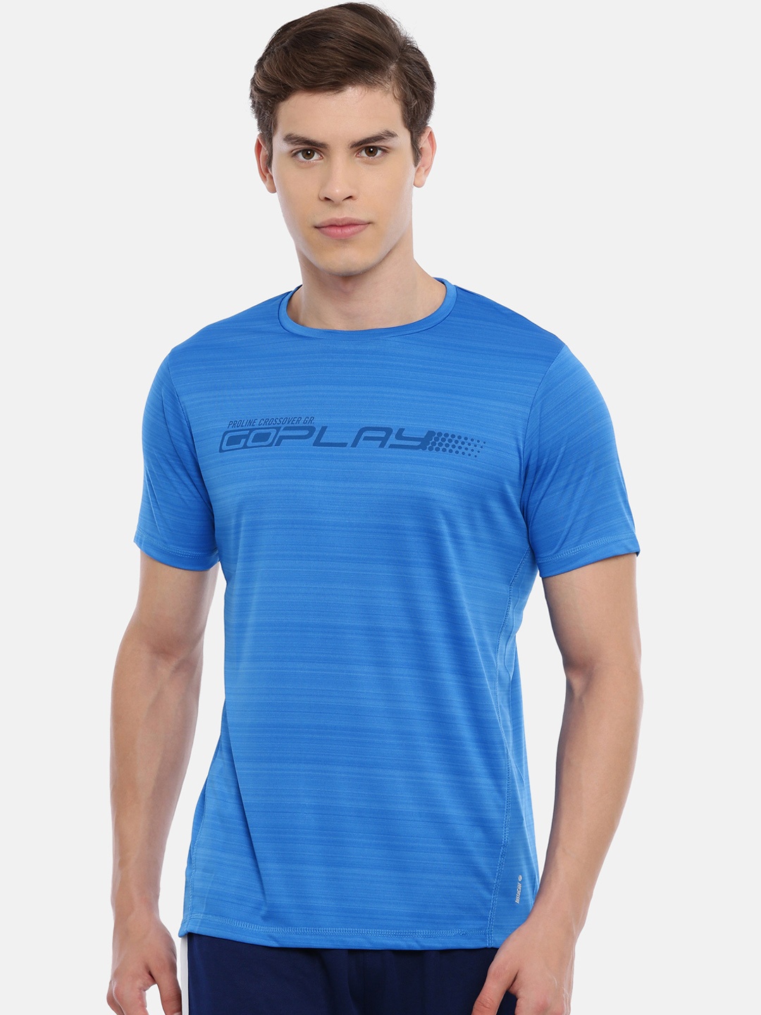 

Proline Active Men Blue Striped Round Neck T-shirt