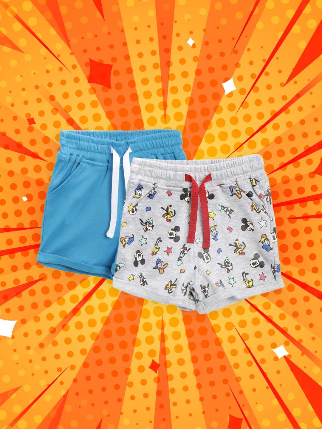 

YK Disney Boys Pack of 2 Mickey & Friends Printed Shorts, Blue