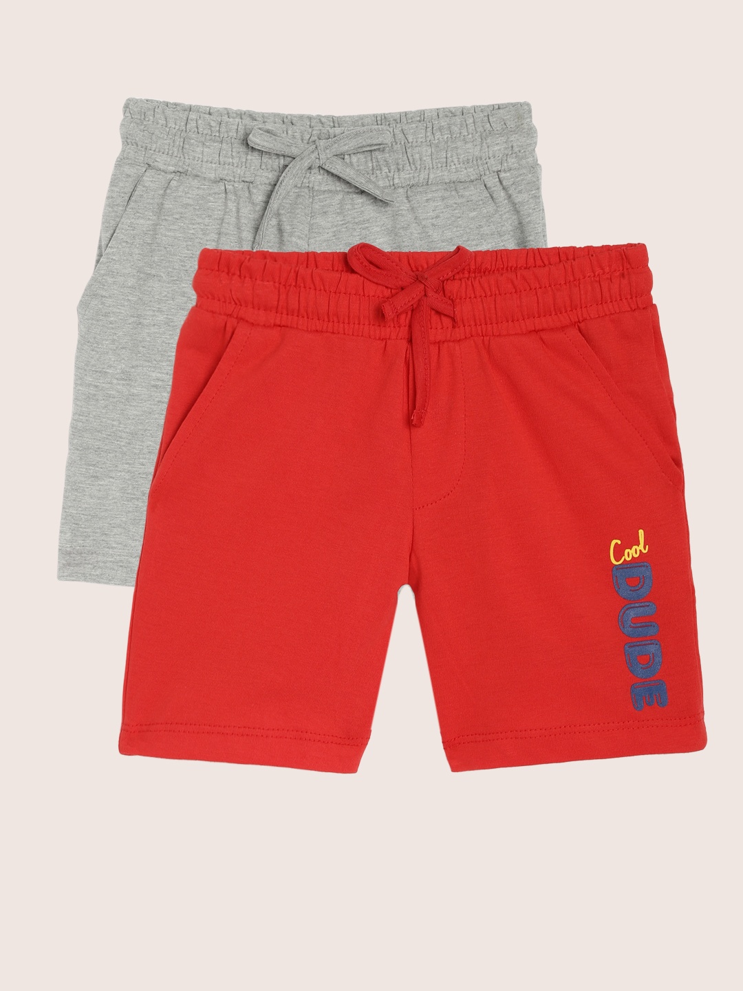 

YK Basics Boys Pack Of 2 Solid Regular Fit Shorts, Red
