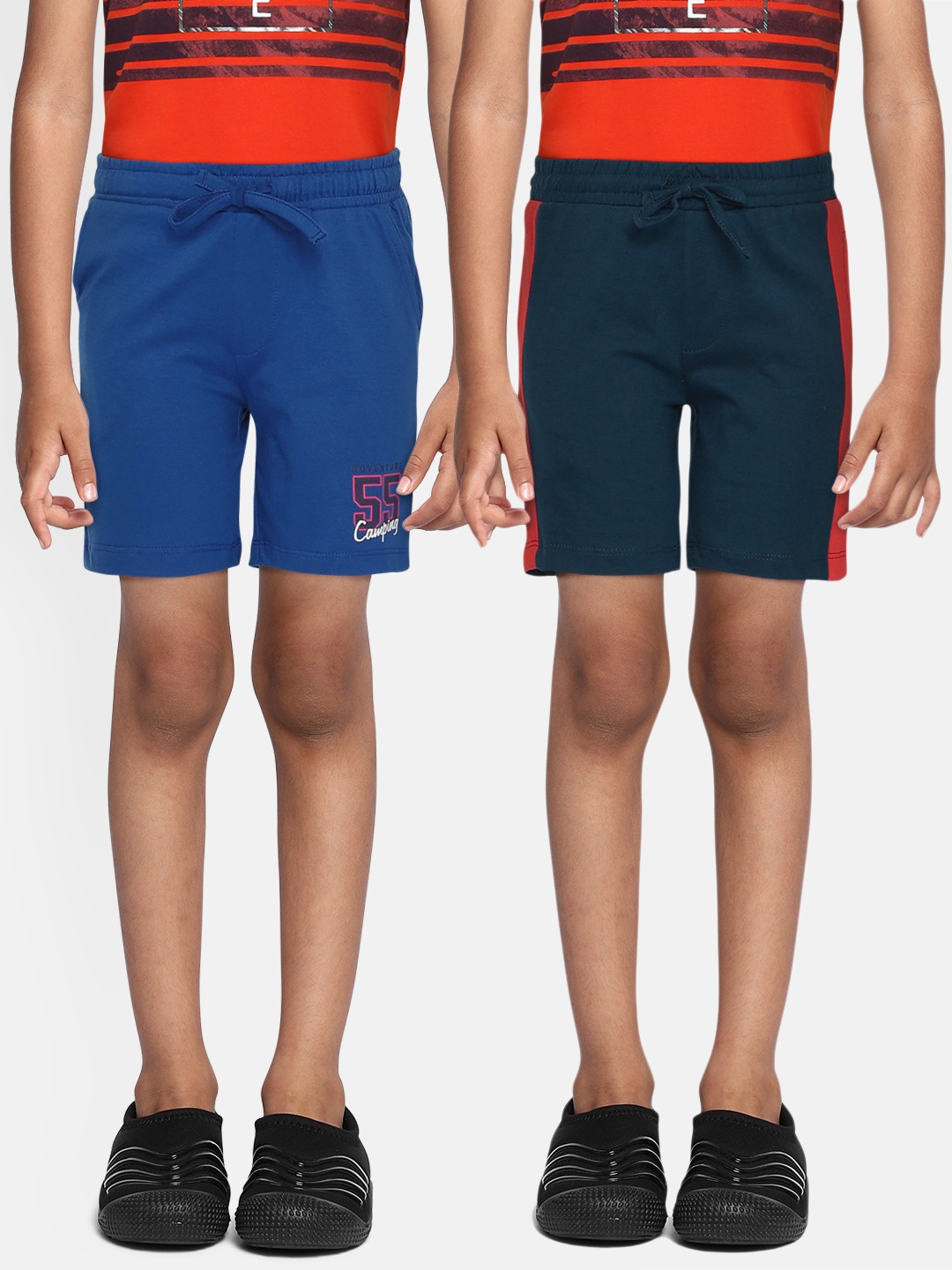 

YK Basics Boys Pack Of 2 Solid Regular Fit Shorts, Navy blue