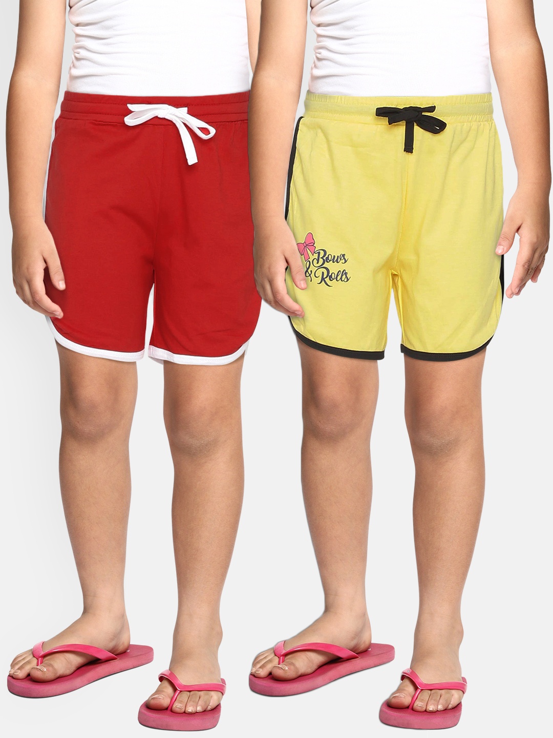 

YK Basics Girls Pack of 2 Solid Shorts, Multi