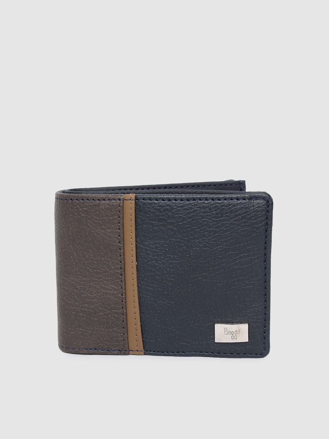 

Baggit Men Blue & Brown Colourblocked Two Fold Wallet
