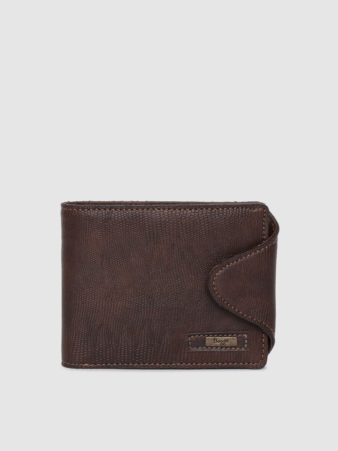 

Baggit Men Brown Textured Two Fold Wallet