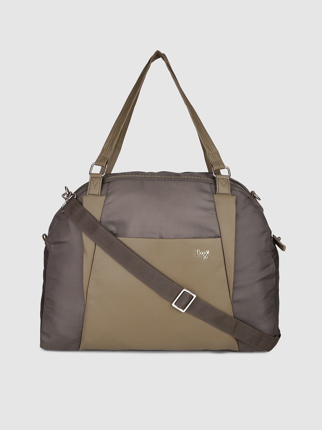 

Baggit Brown & Olive Green Colourblocked Handheld Bag