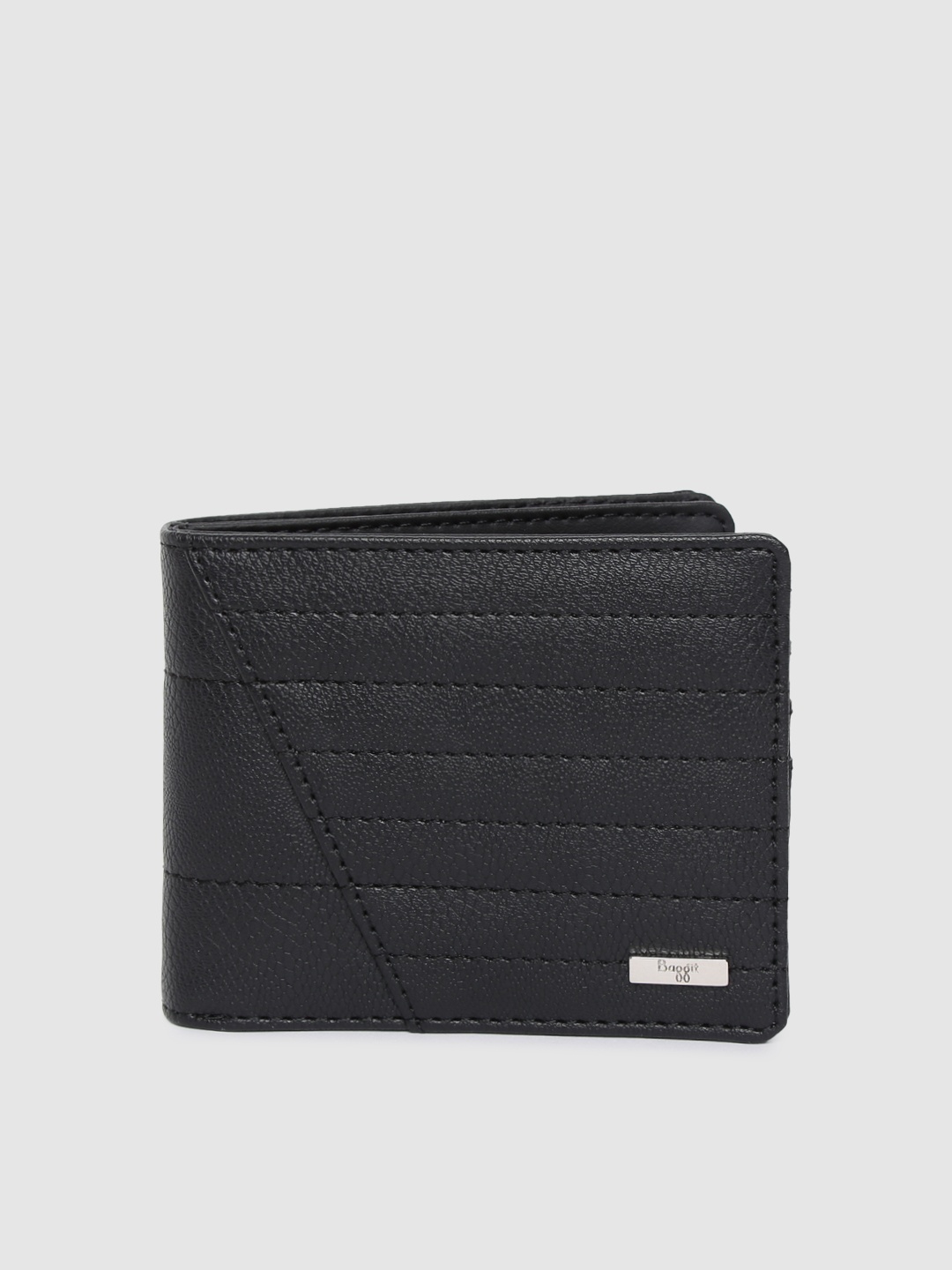 

Baggit Men Black Textured Two Fold Wallet