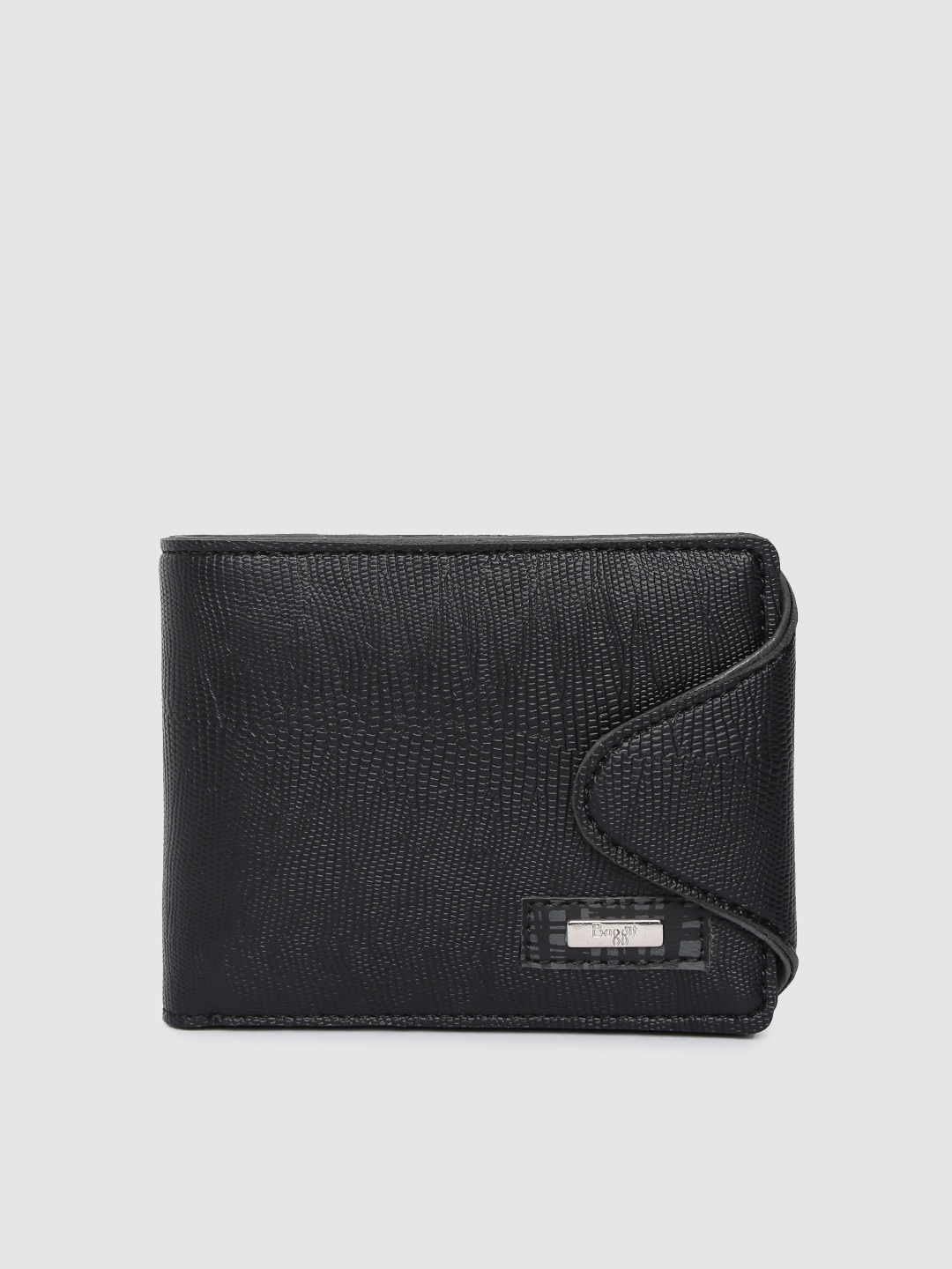 

Baggit Men Black Animal Textured Two Fold Wallet