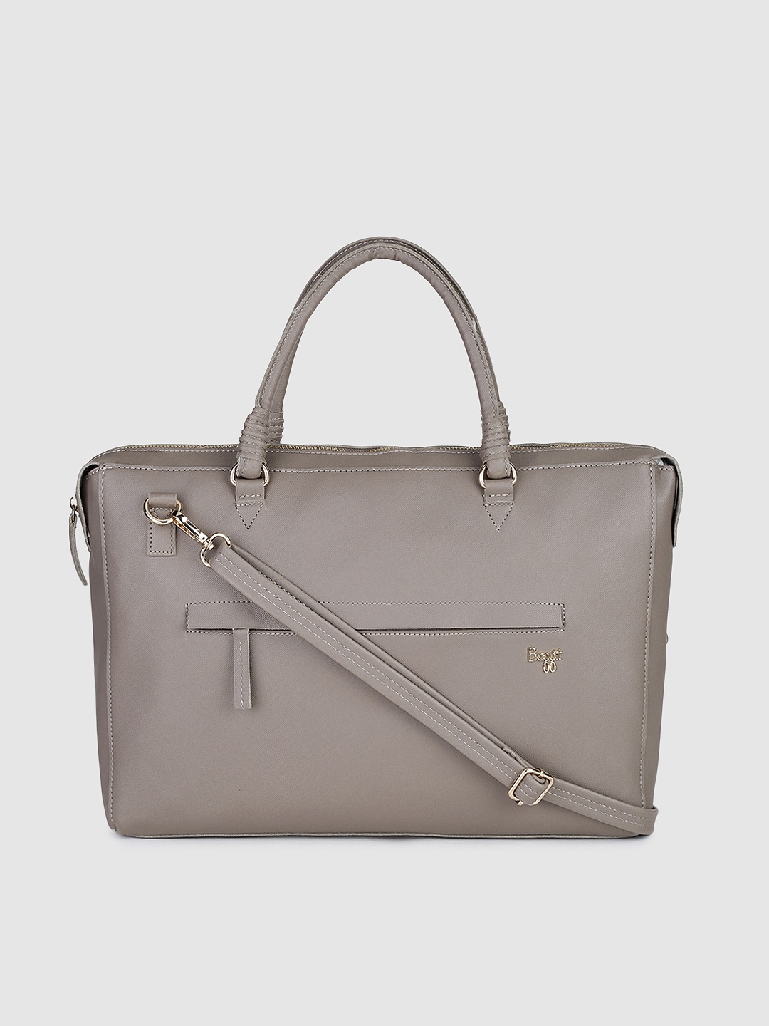 

Baggit Grey Solid Laptop Bag, Khaki