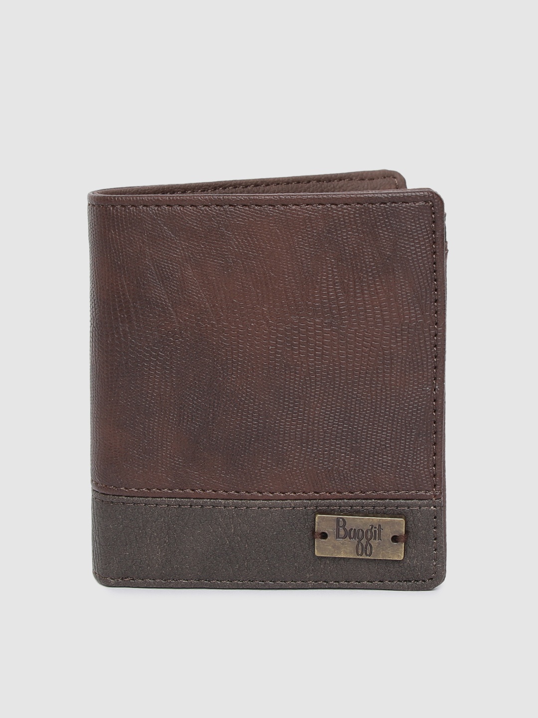 

Baggit Men Brown Textured Two Fold Wallet