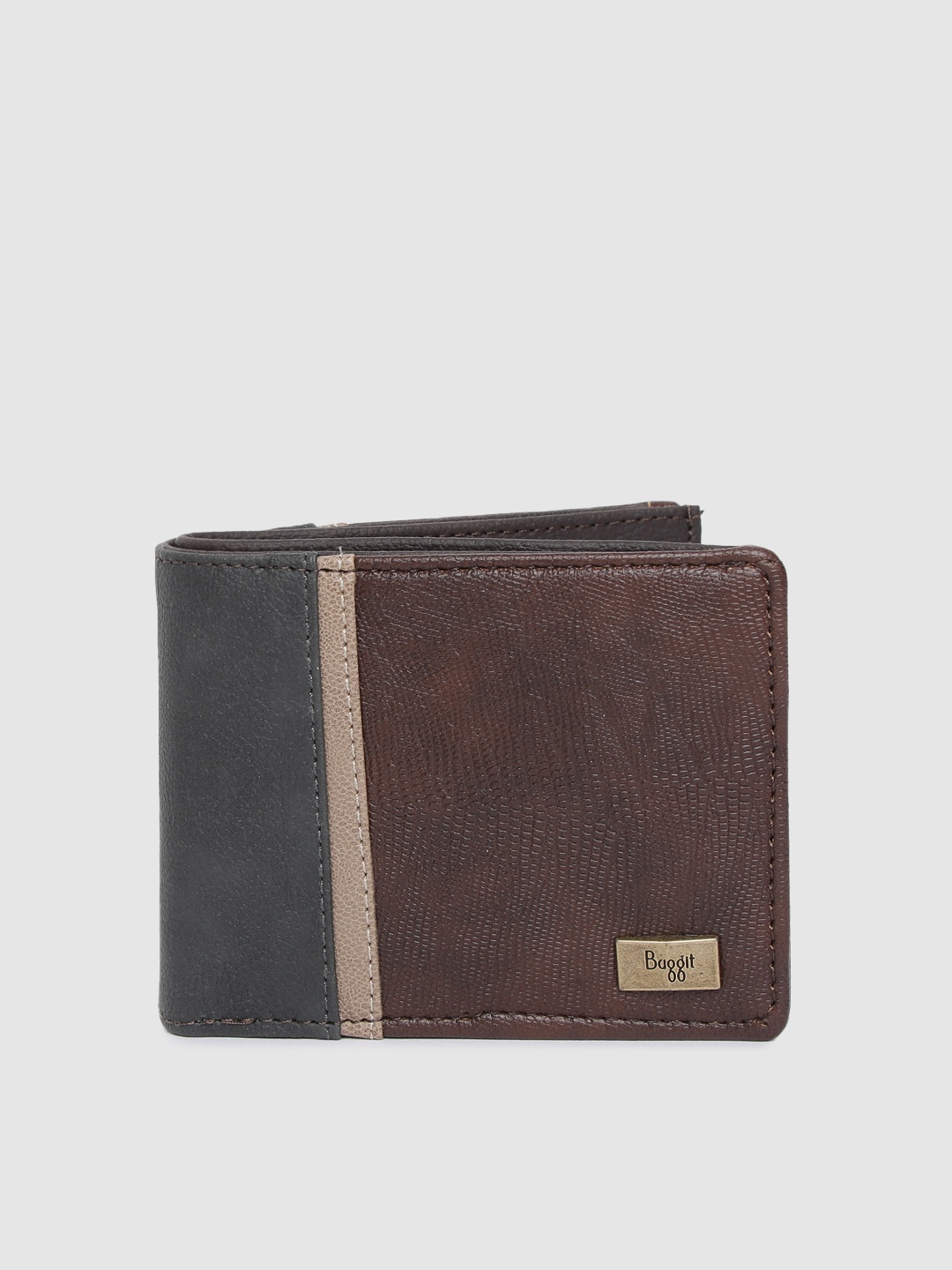 

Baggit Men Brown & Grey Colourblocked Two Fold Wallet