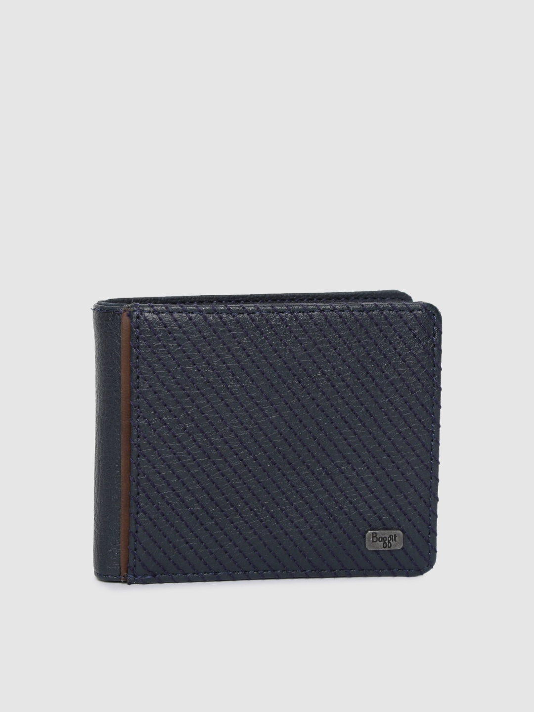 

Baggit Men Navy Blue Textured Two Fold Wallet