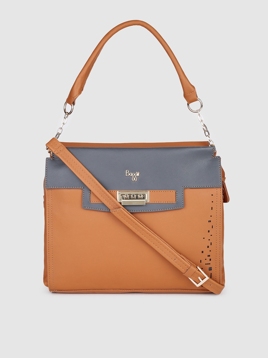 

Baggit Tan Brown & Grey Colourblocked Sling Bag