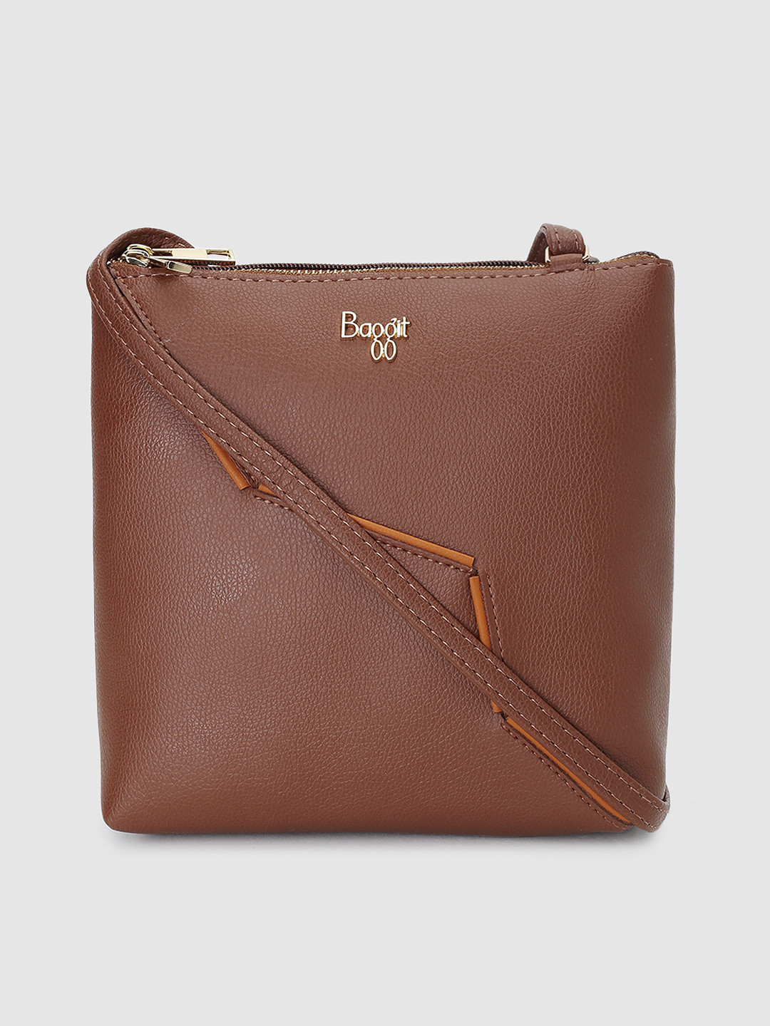 

Baggit Tan Brown Solid Sling Bag