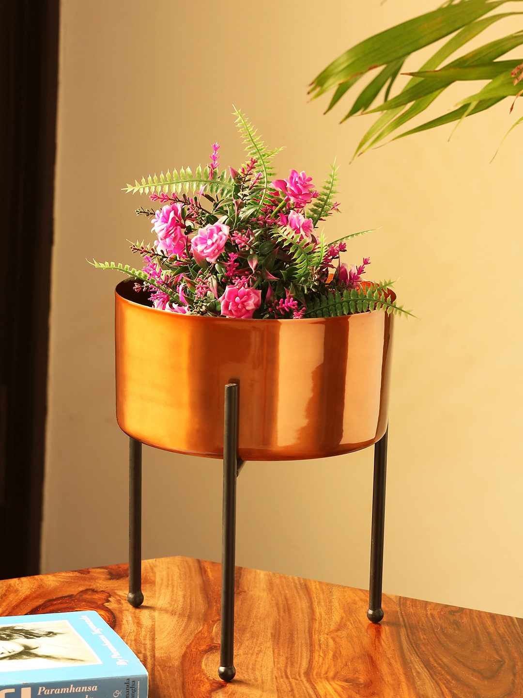 

ExclusiveLane Copper-Toned Table Planter Pot With Tri-Stand