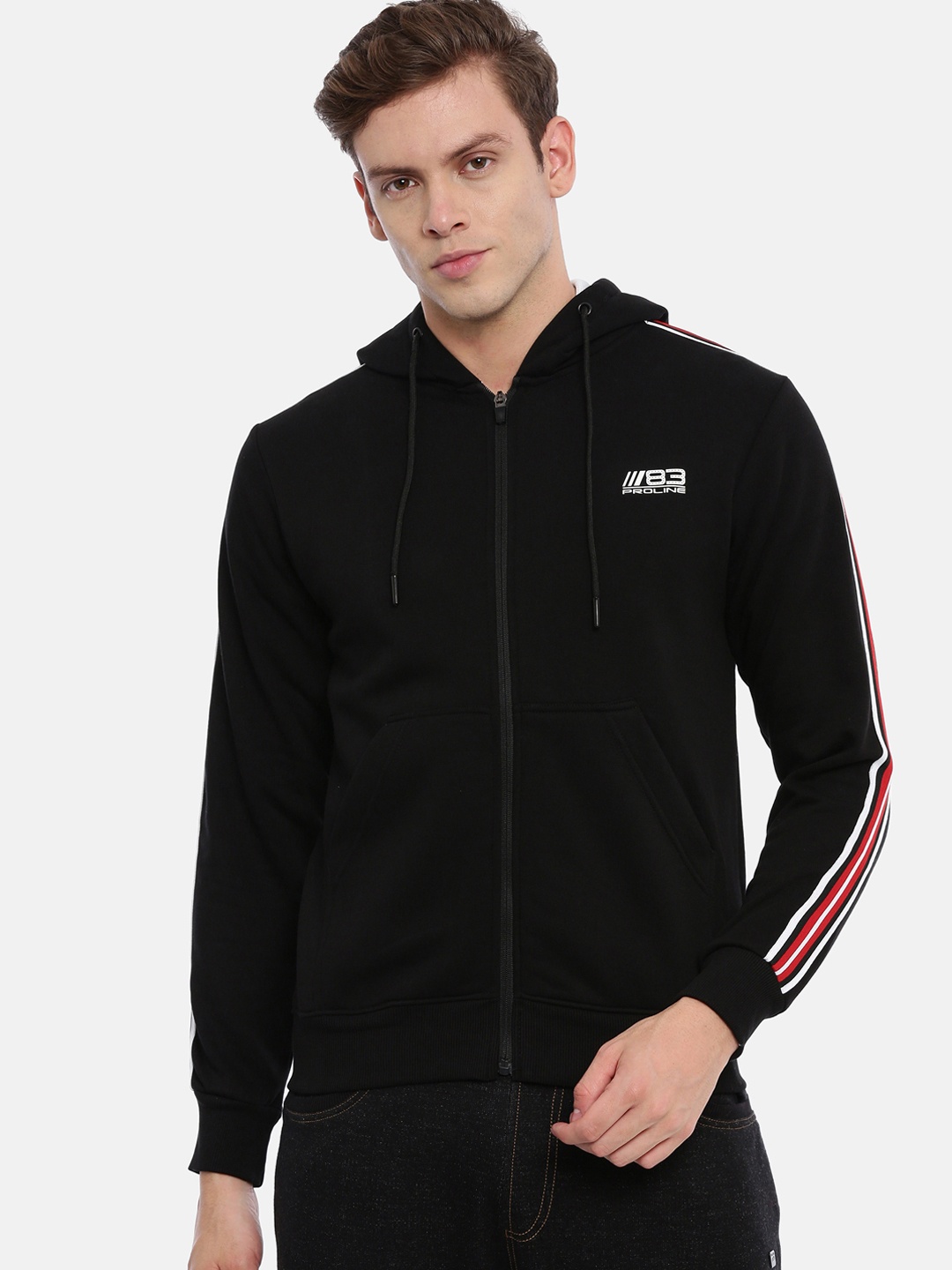 

Proline Active Men Black Solid Hooded Sweatshirt
