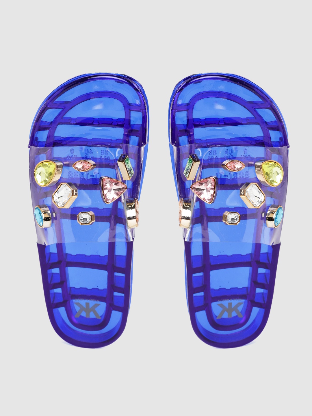 

Kook N Keech Women Transparent & Blue Embellished Sliders
