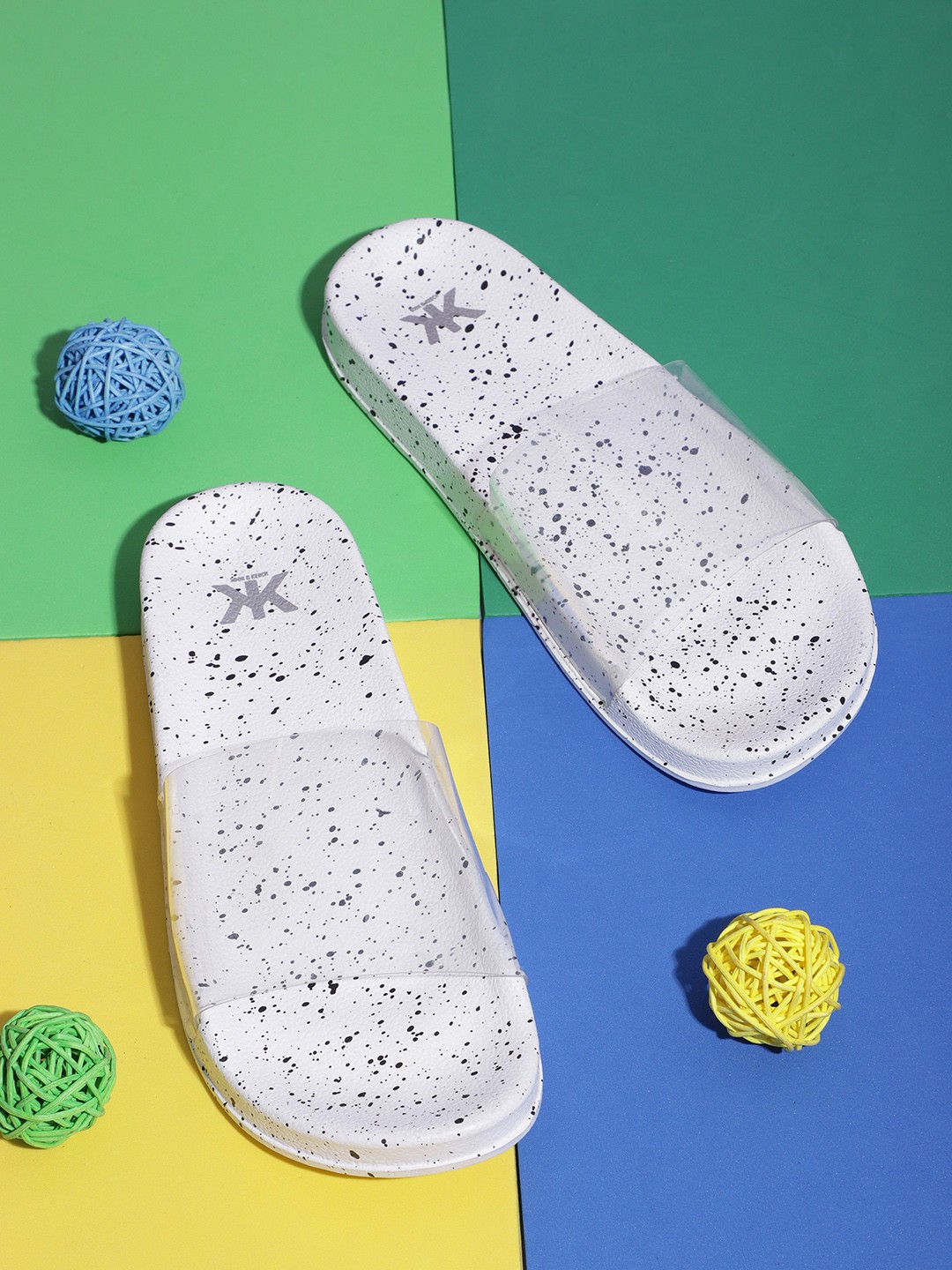 

Kook N Keech Women Transparent & White Printed Sliders