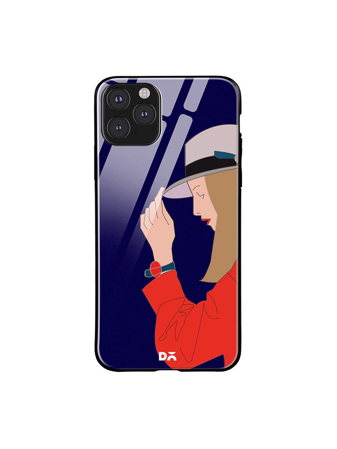 

DailyObjects Blue & Red Mademoiselle iPhone 11 Pro Max Glass Case Cover