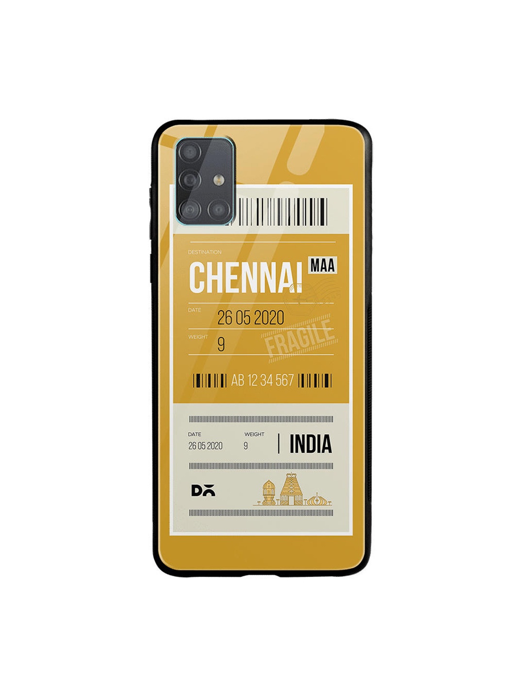 

DailyObjects Yellow & White Chennai City Tag Samsung Galaxy A71 Glass Case Cover